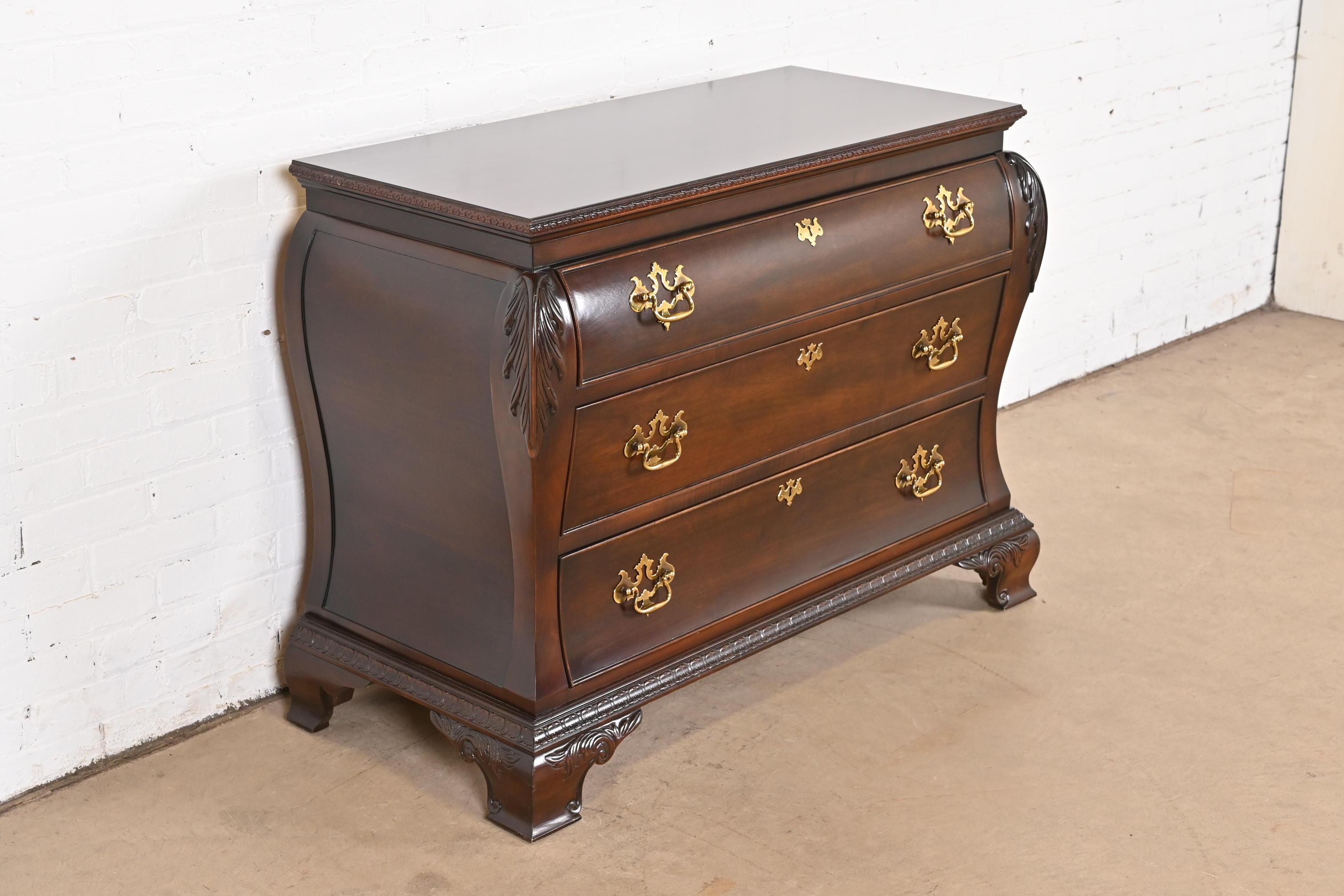 20th Century Century Furniture Georgian Carved Mahogany Bombay Dresser or Commode For Sale