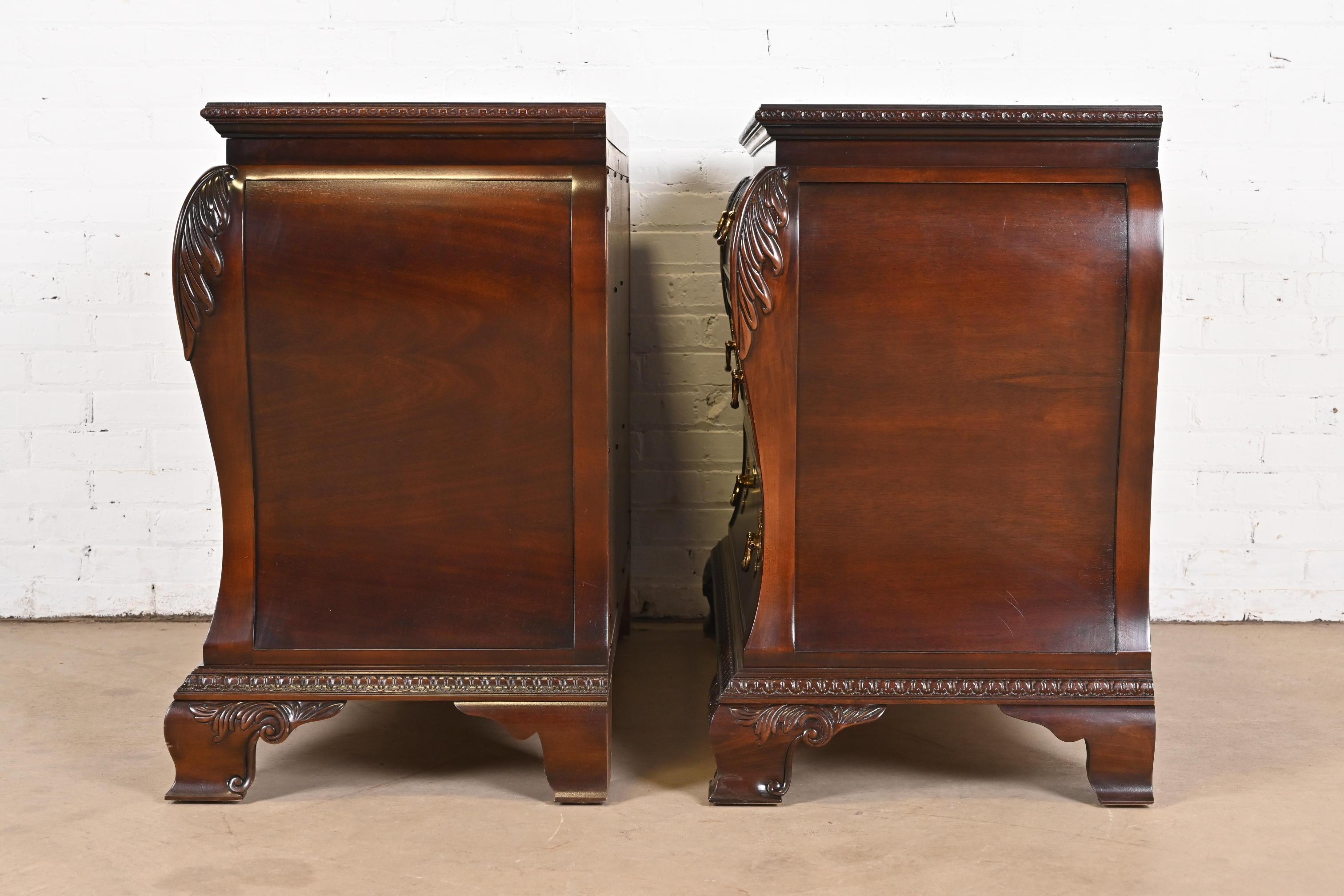 Century Furniture Georgian Carved Mahogany Bombay Dressers or Commodes, Pair For Sale 7