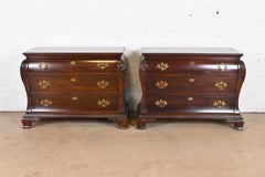 Century Furniture Georgian Carved Mahogany Bombay Dressers or Commodes, Pair
