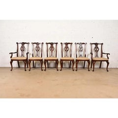 Century Furniture Georgian Carved Mahogany Dining Chairs, Set of Six