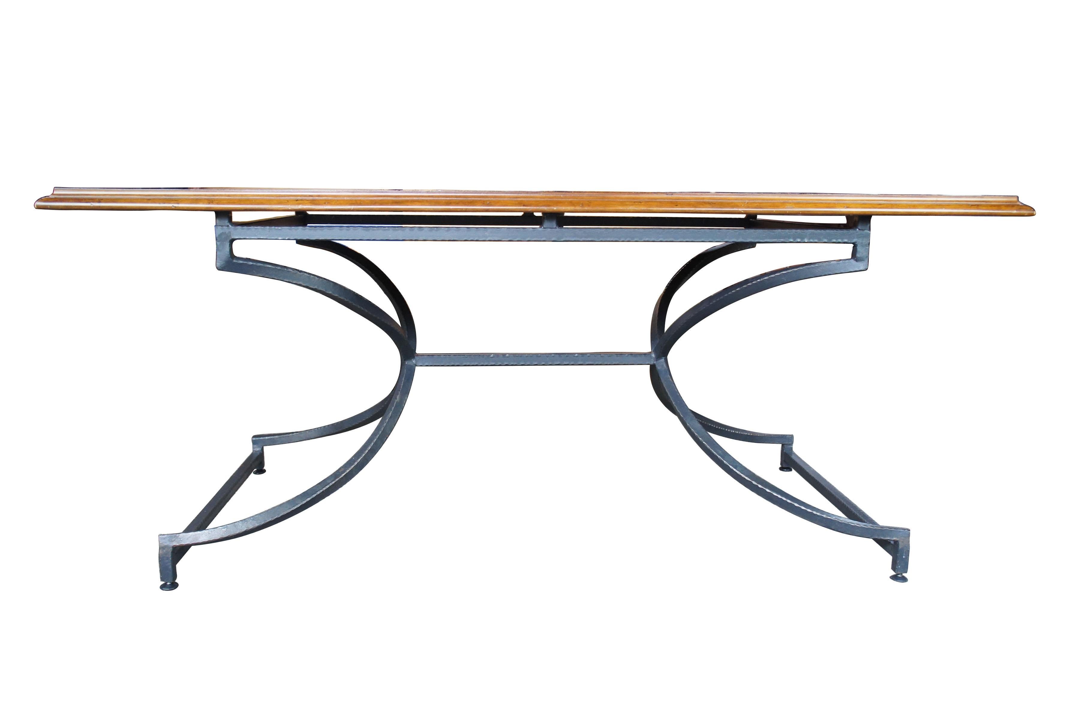 Century Furniture Giotto work table walnut finish iron base dining console hall

Century Giotto work table
Finish walnut, 58H-751
(As seen on page 3 of their catalog, see 2nd photo)

This table will capture your soul with its stunning