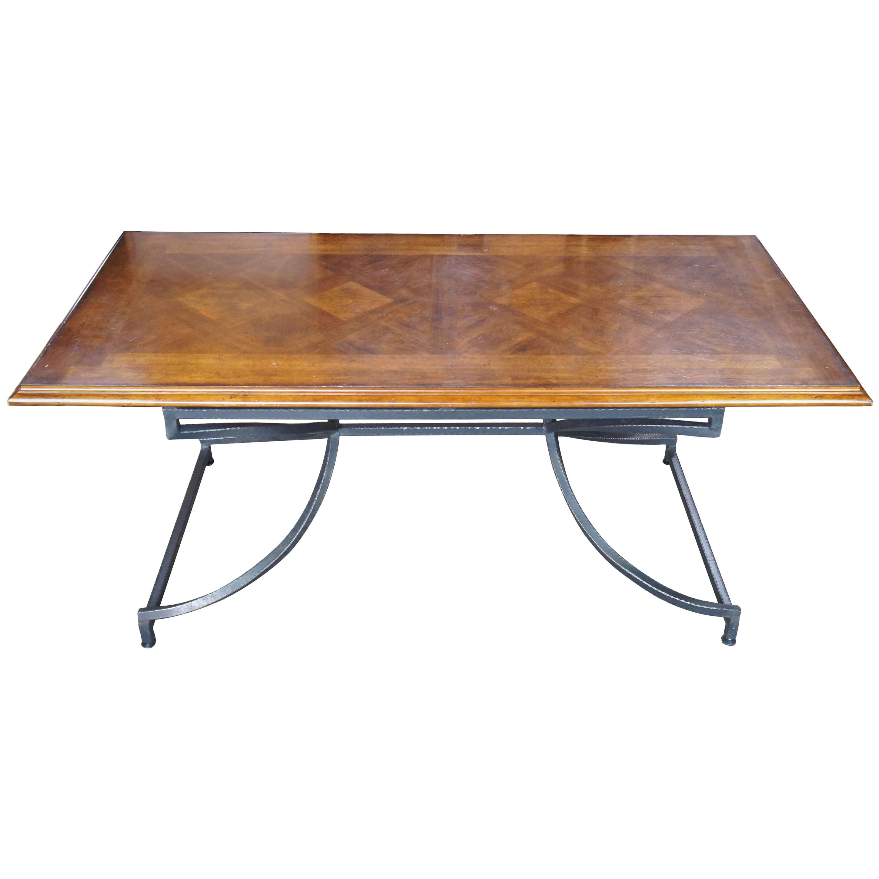 Century Furniture Giotto Work Table Walnut Finish Iron Base Dining Console Hall