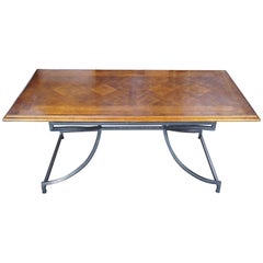 Century Furniture Giotto Work Table Walnut Finish Iron Base Dining Console Hall