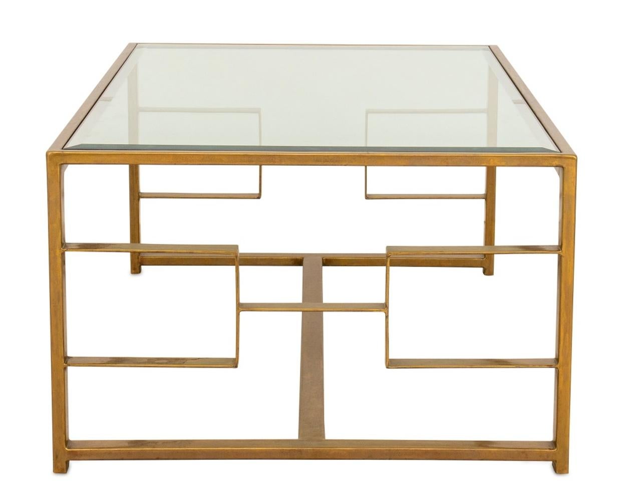 Century Furniture Glasplatte Messing Cocktail Tisch (20. Jahrhundert) im Angebot