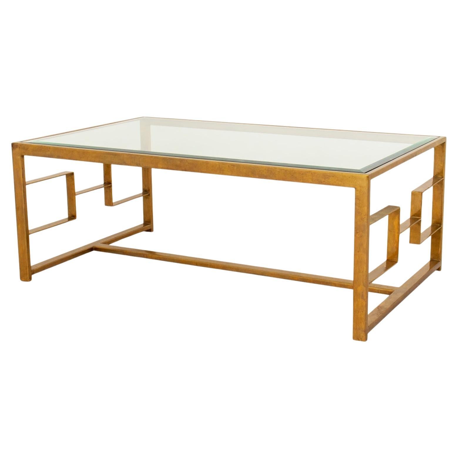 Century Furniture Glass Top Brass Cocktail Table