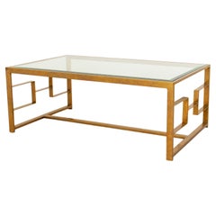 Used Century Furniture Glass Top Brass Cocktail Table