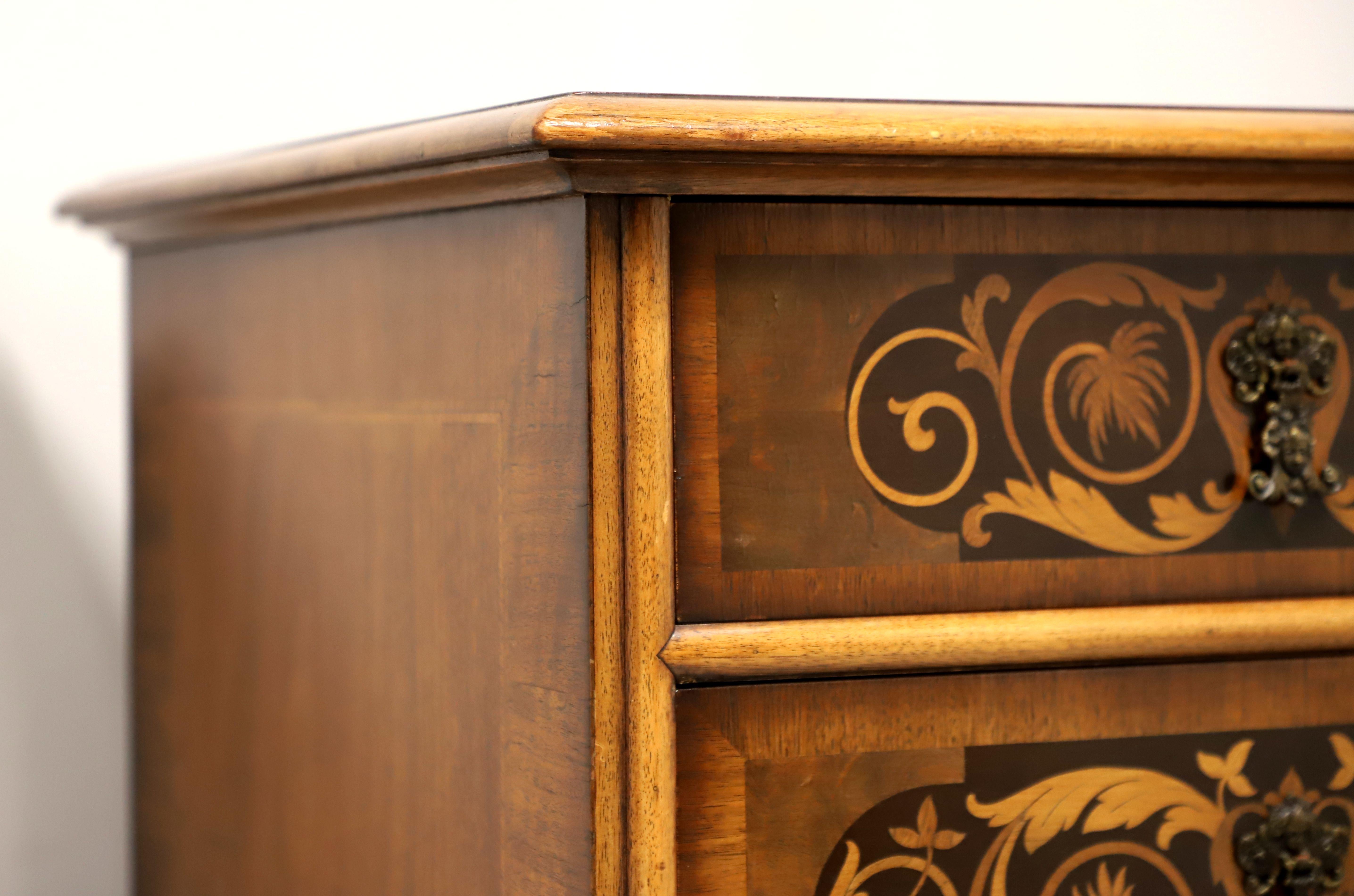 Brass CENTURY FURNITURE Grand Rapids Chippendale Inlaid Walnut Five-Drawer Chest For Sale