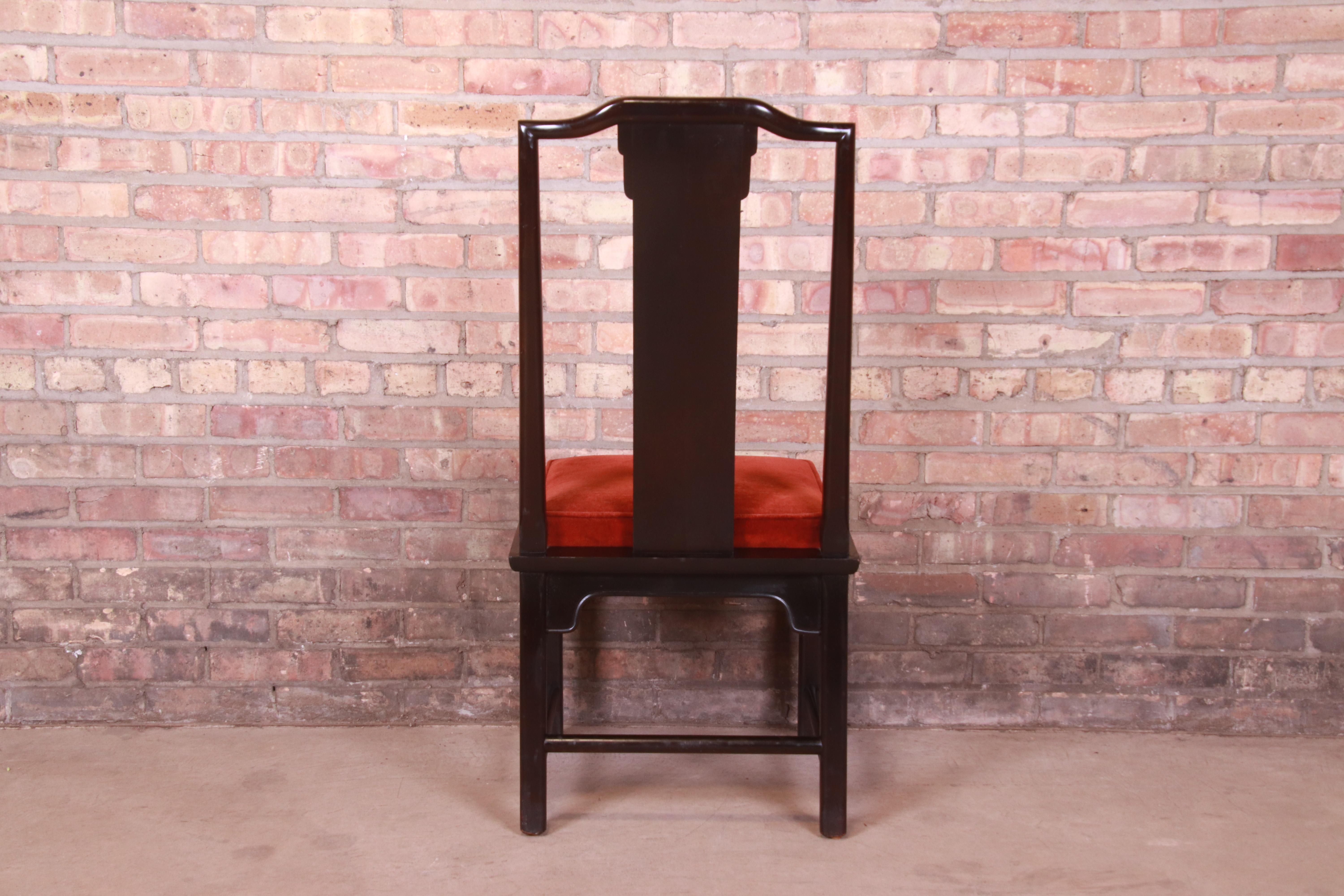 Century Furniture Hollywood Regency Chinoiserie Black Lacquered Dining Chairs 6