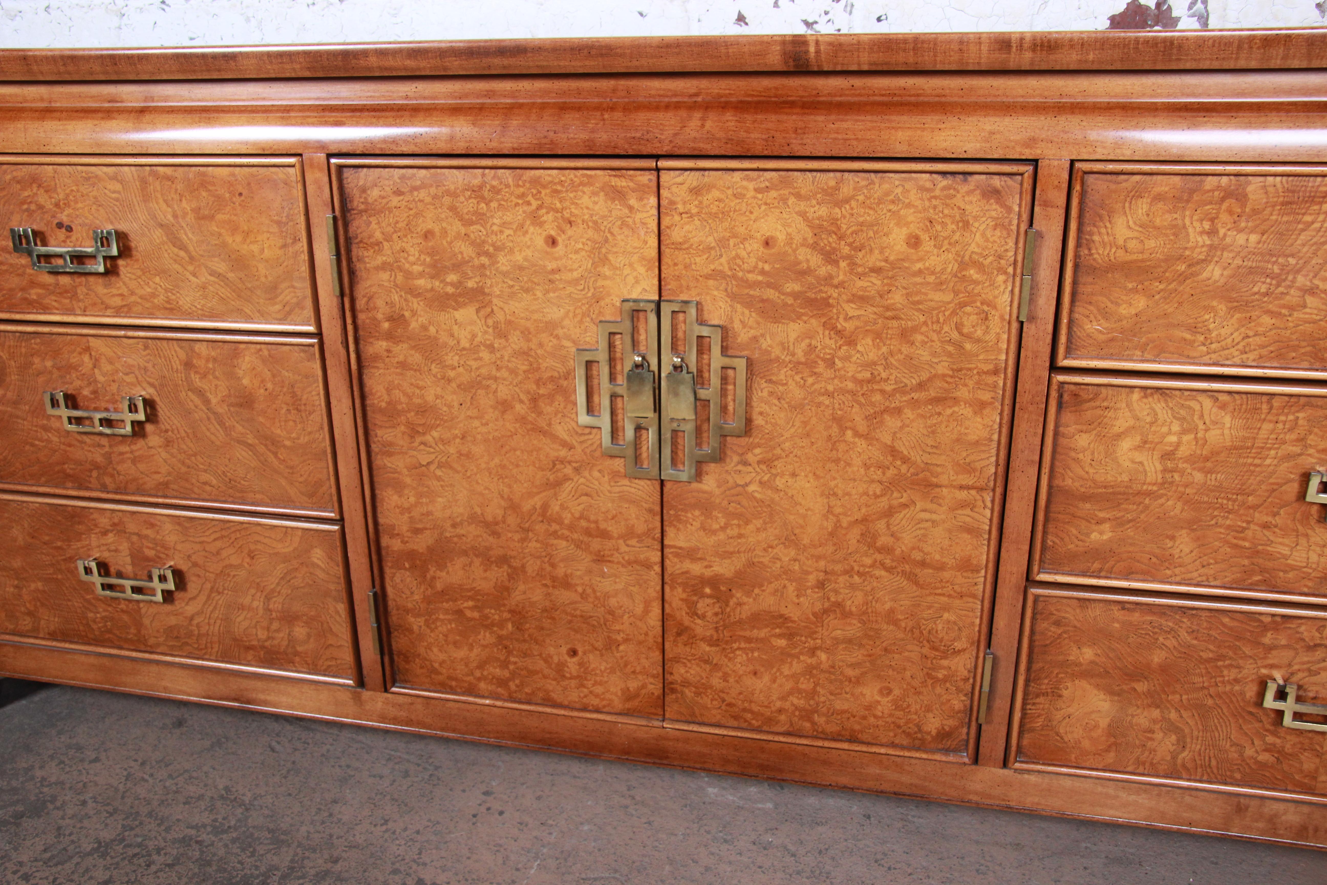 Century Furniture Hollywood Regency Chinoiserie Burl Wood Dresser or Credenza 1