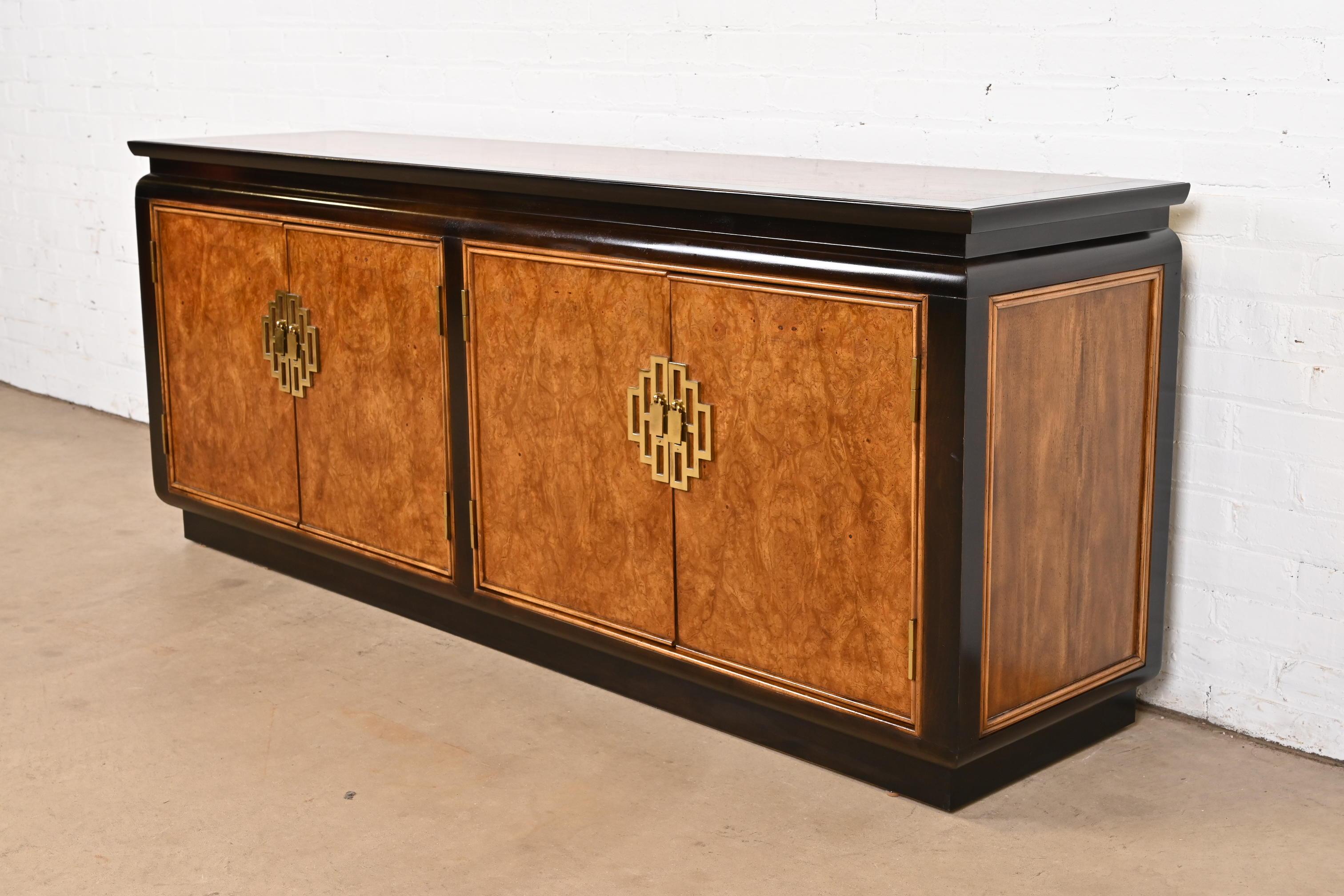 American Century Furniture Hollywood Regency Chinoiserie Burl Wood Sideboard Credenza