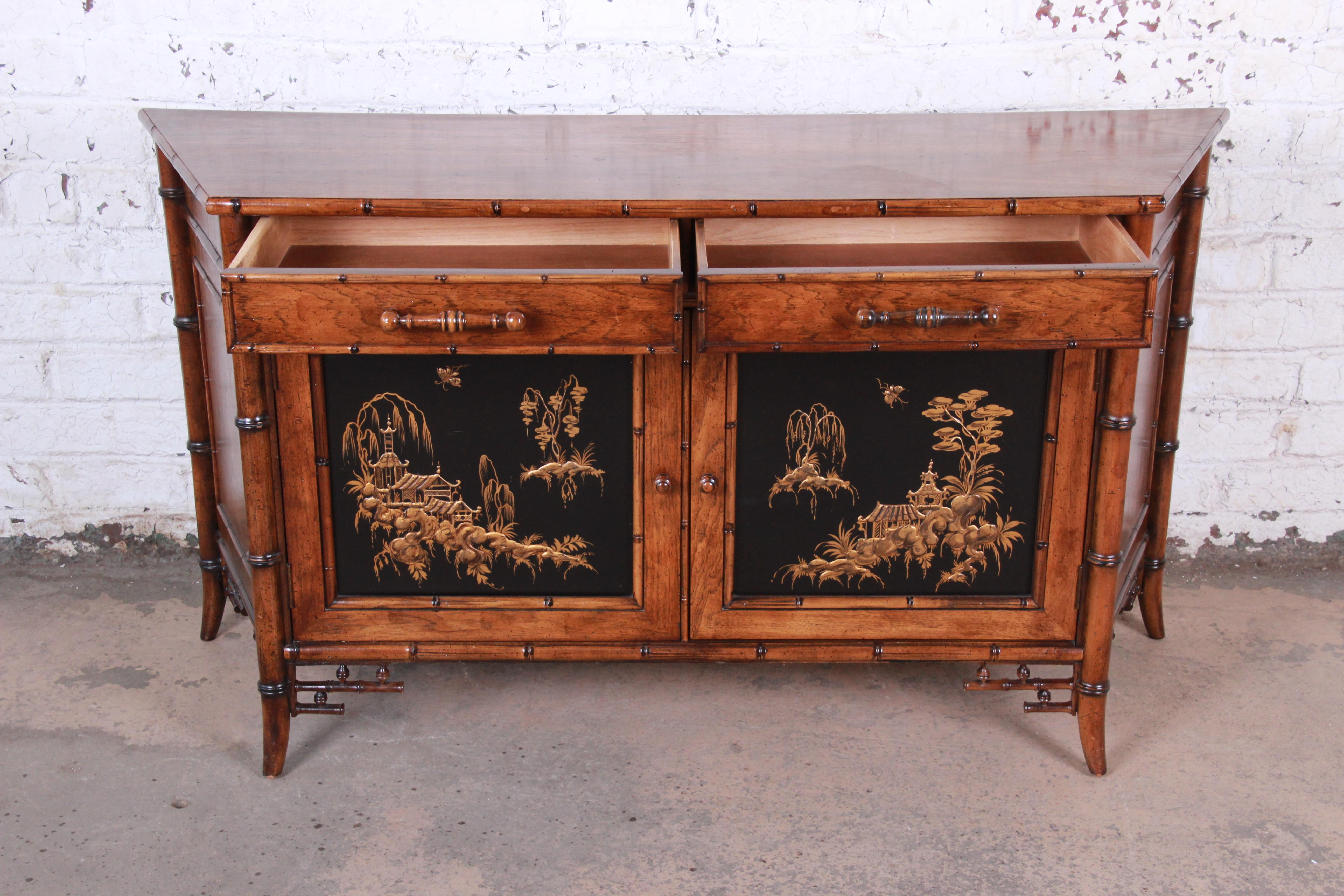 Century Furniture Hollywood Regency Chinoiserie Faux Bamboo Credenza, Italy 5