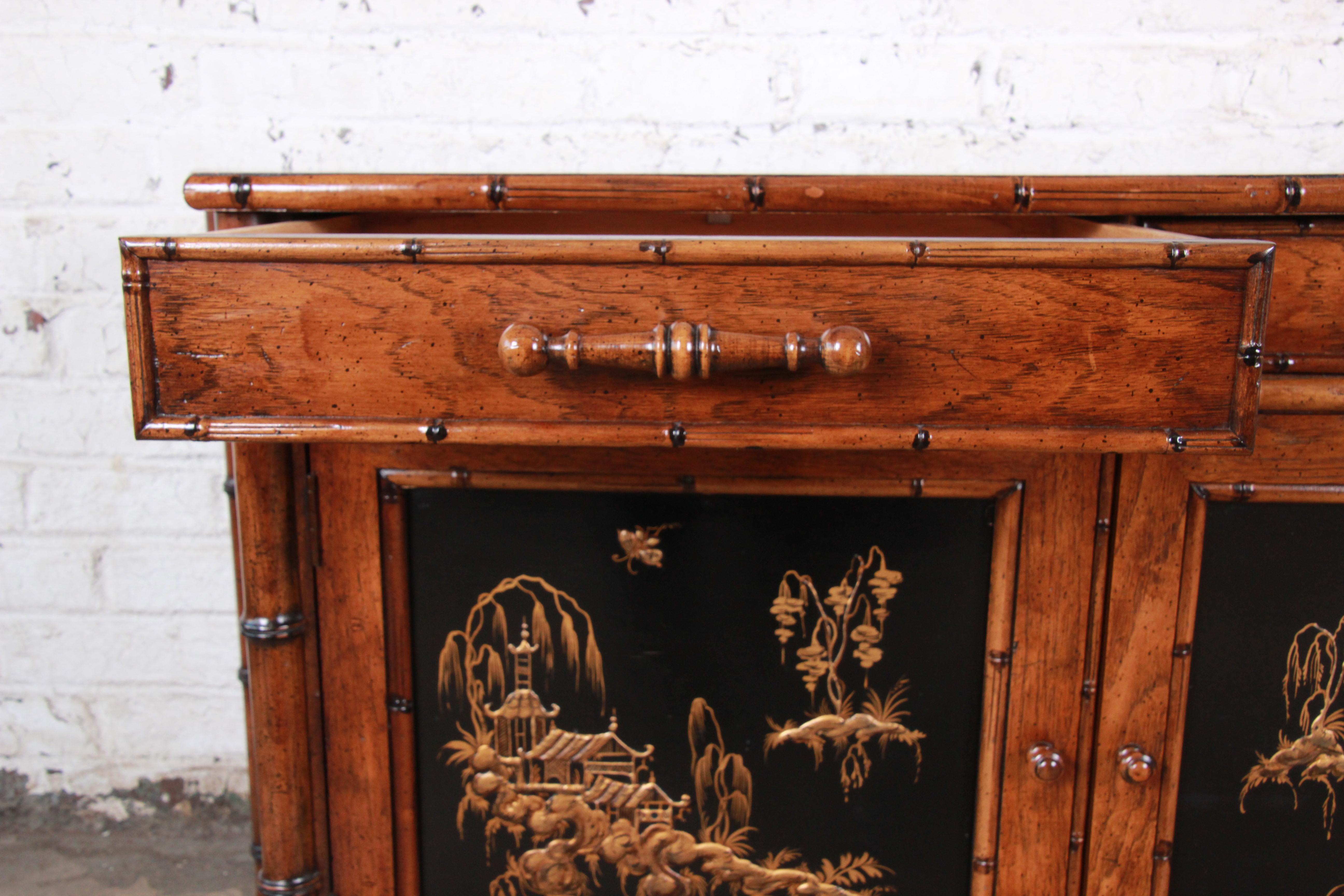 Century Furniture Hollywood Regency Chinoiserie Faux Bamboo Credenza, Italy 6