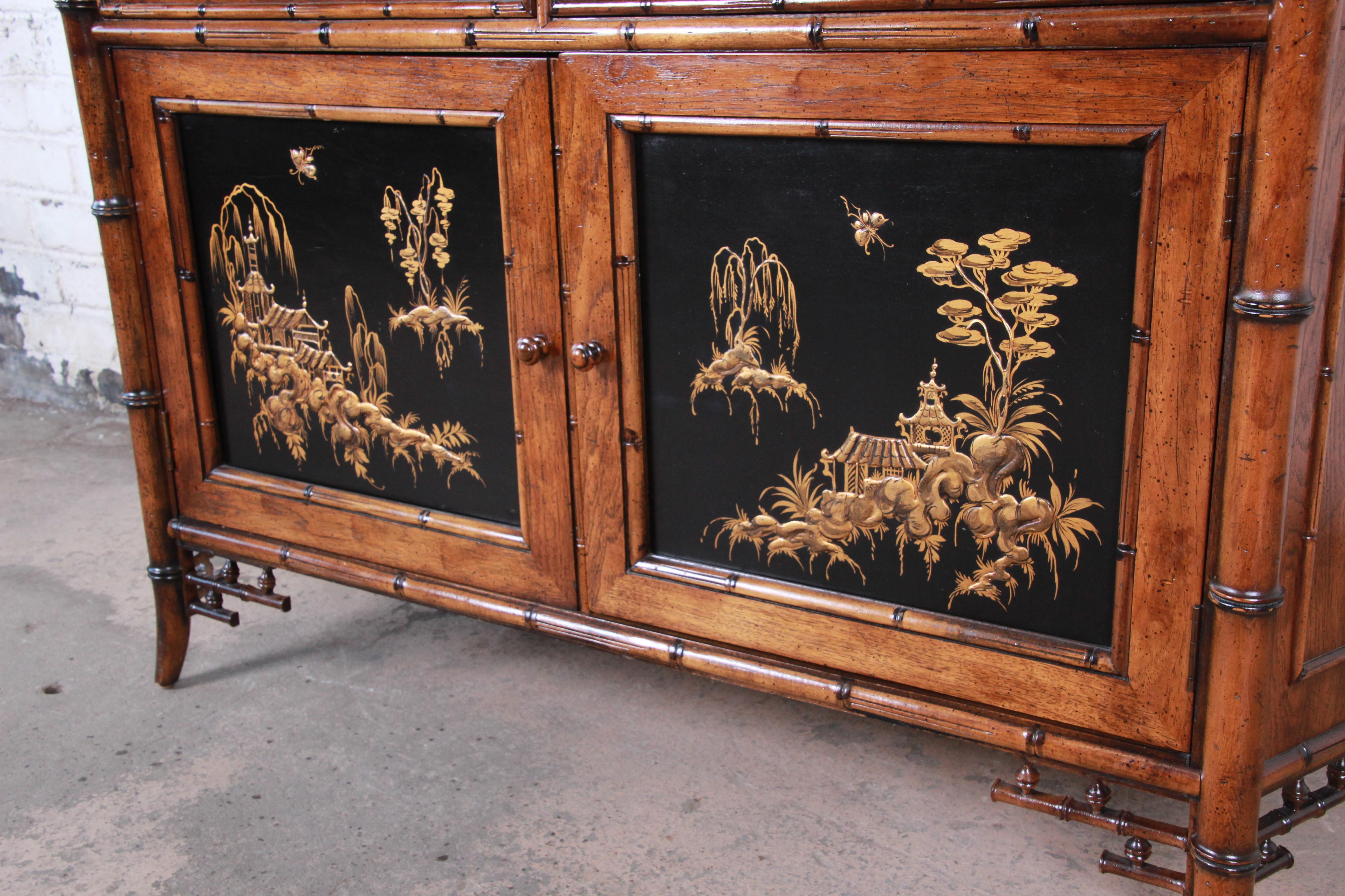 20th Century Century Furniture Hollywood Regency Chinoiserie Faux Bamboo Credenza, Italy