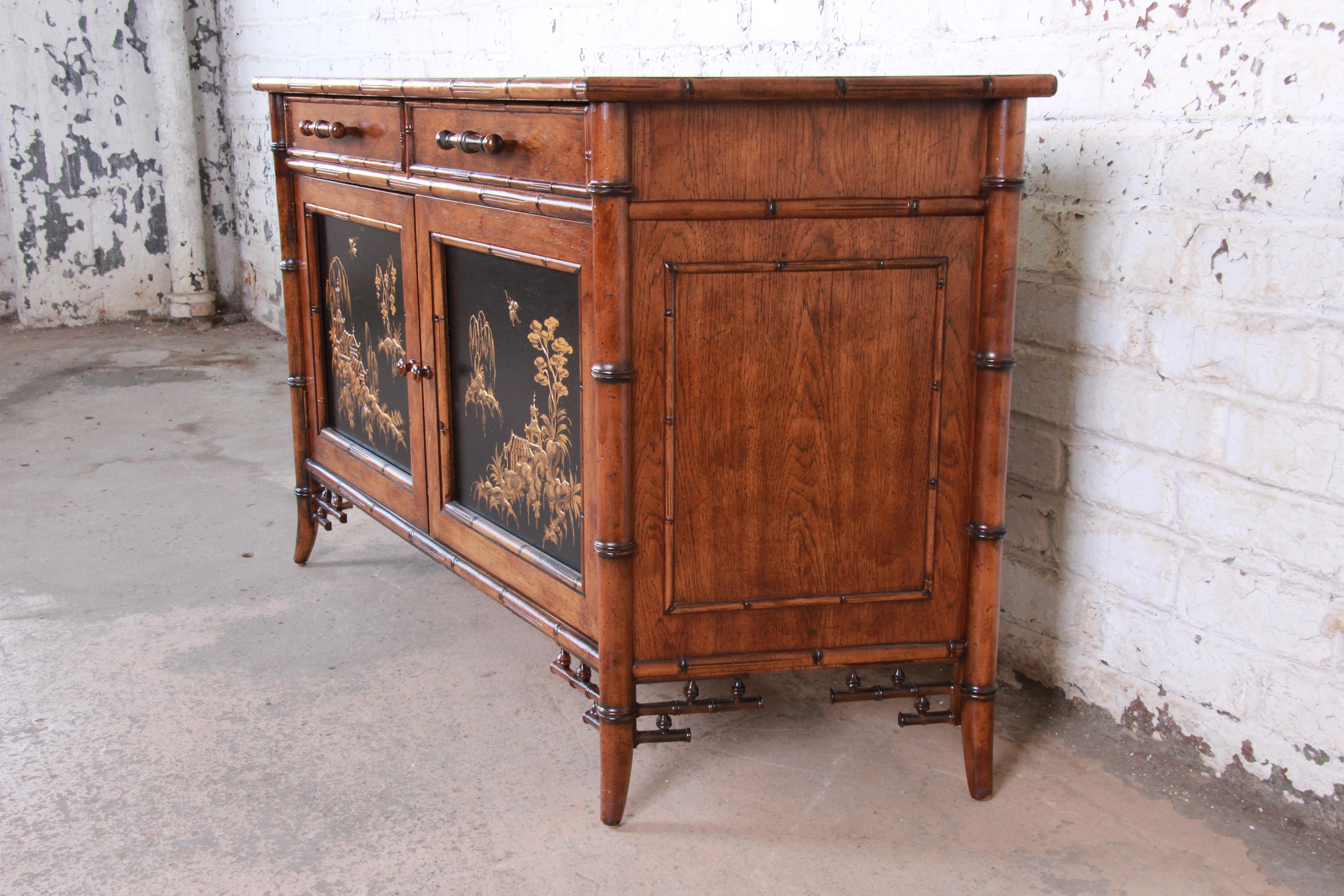 Century Furniture Hollywood Regency Chinoiserie Faux Bamboo Credenza, Italy 4
