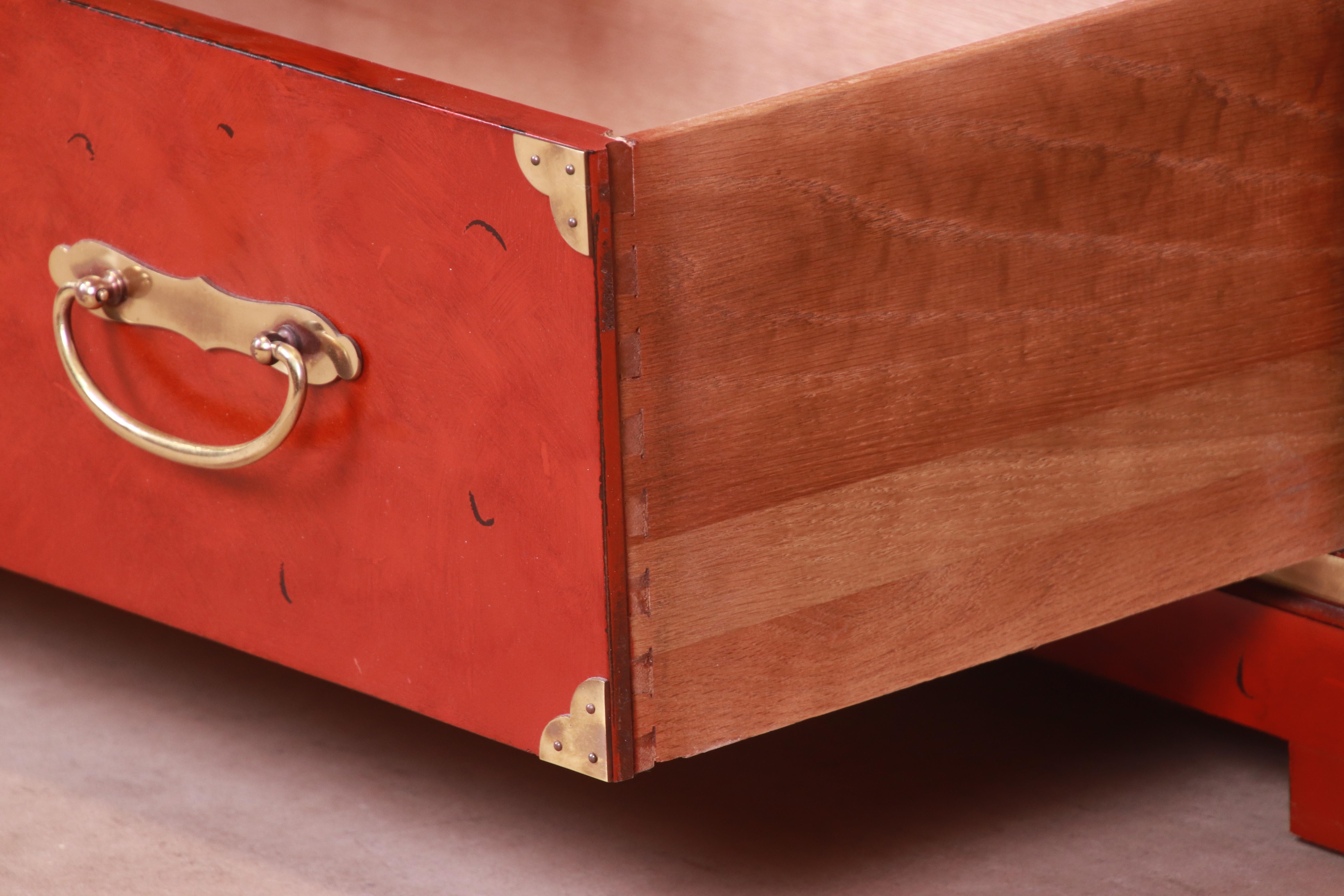 Century Furniture Hollywood Regency Chinoiserie Red Lacquered Commode, 1970s 6