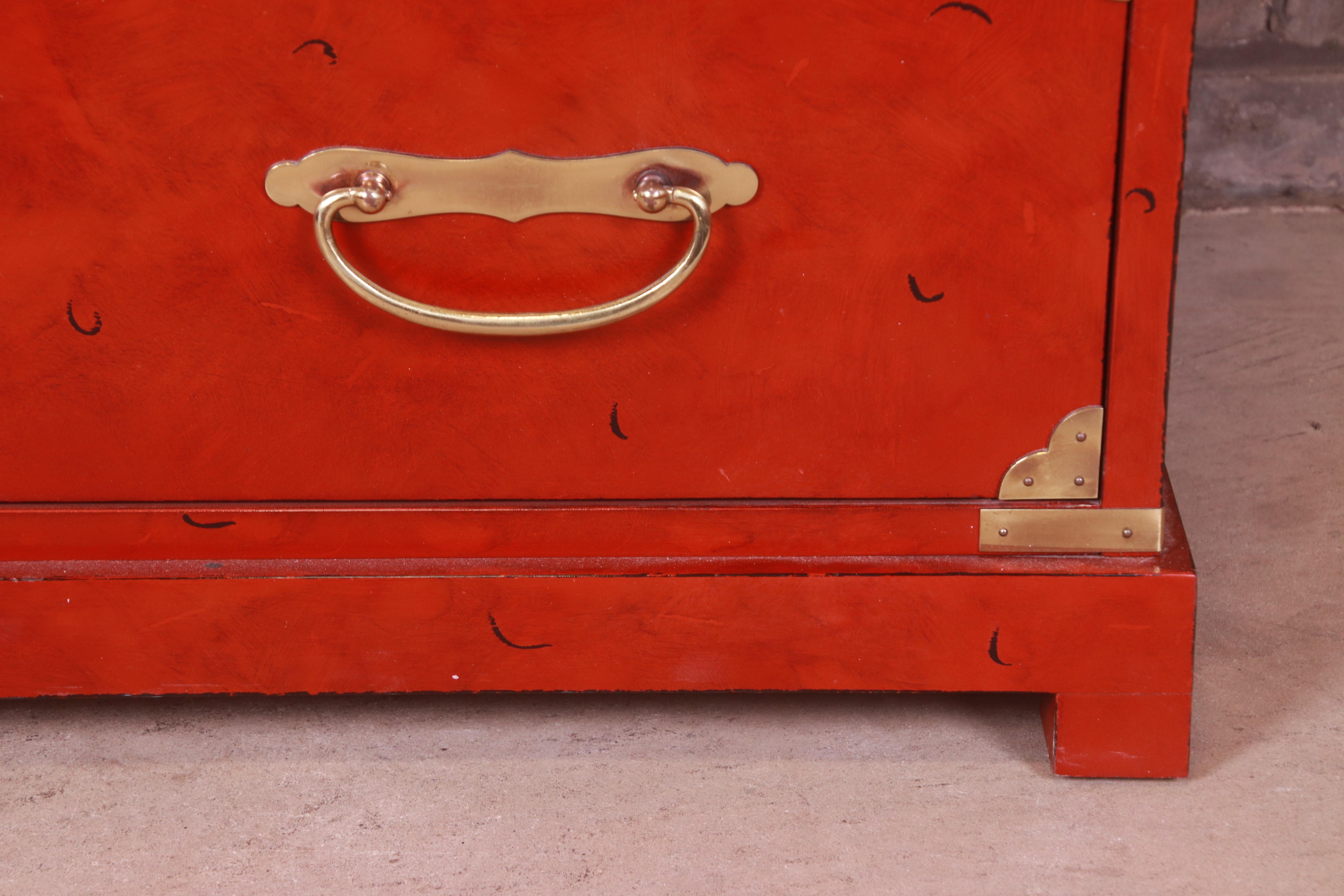 Century Furniture Hollywood Regency Chinoiserie Red Lacquered Commode, 1970s 8