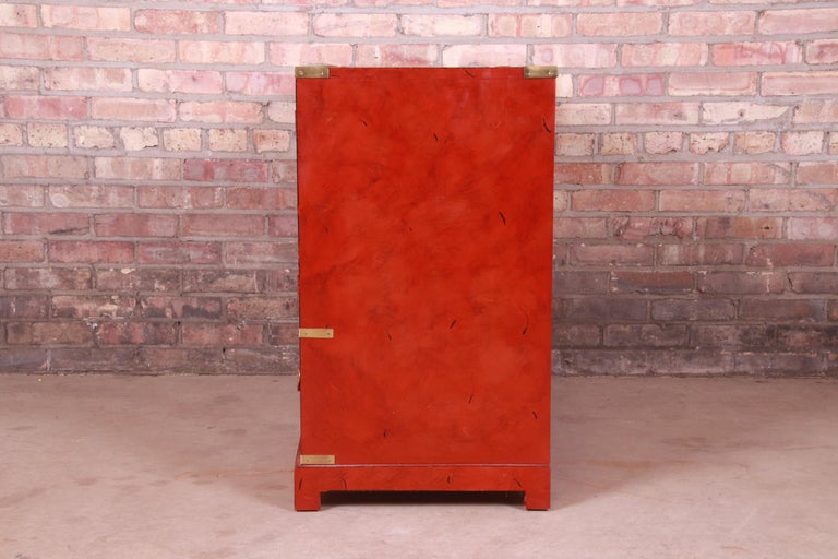 Century Furniture Hollywood Regency Chinoiserie Red Lacquered Commode, 1970s For Sale 11