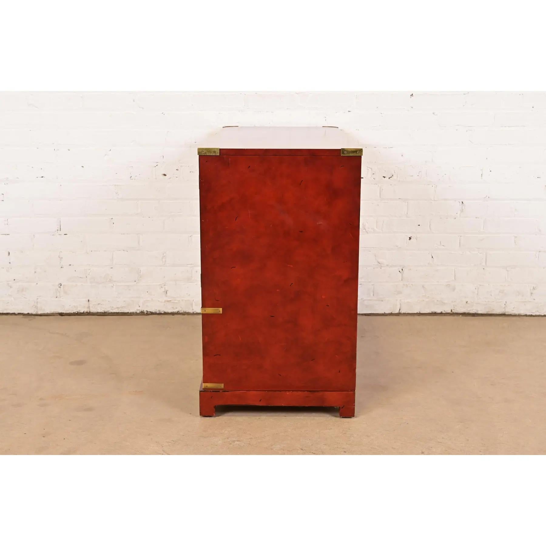 Century Furniture Hollywood Regency Chinoiserie Red Lacquered Commode For Sale 6