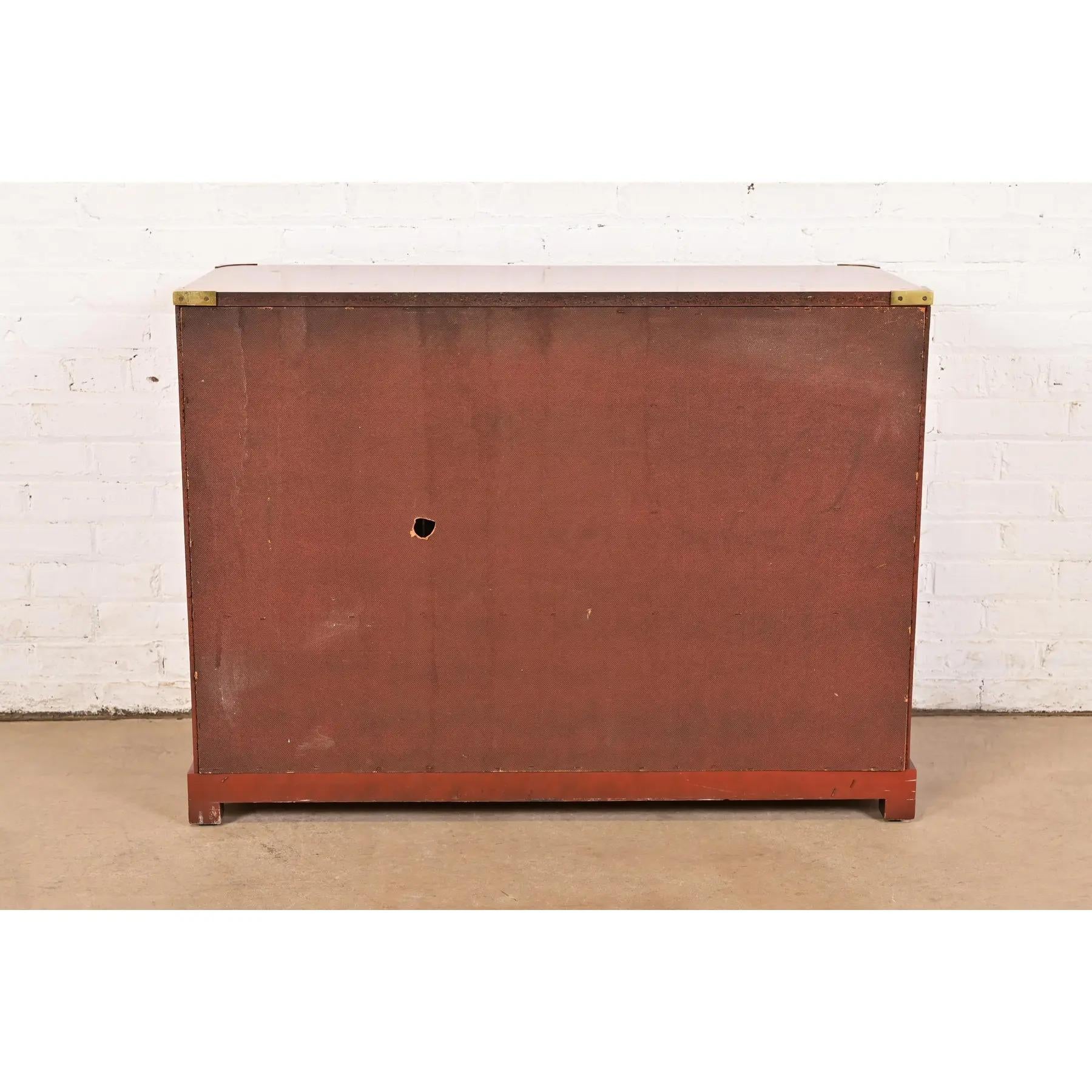 Century Furniture Hollywood Regency Chinoiserie Red Lacquered Commode For Sale 7