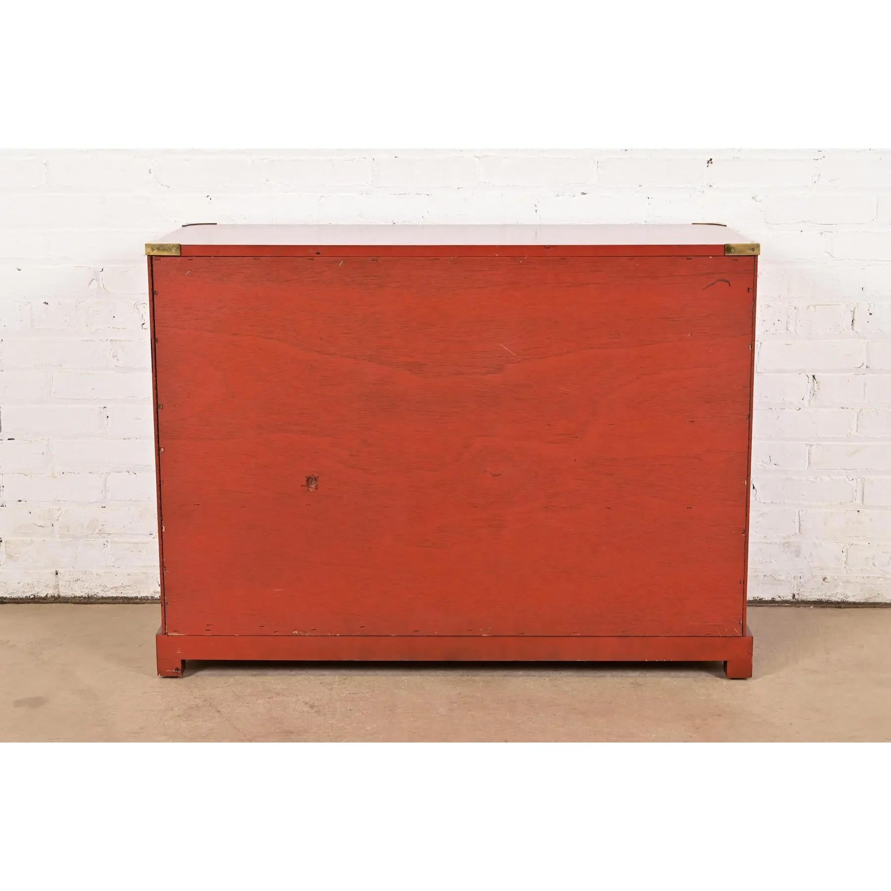 Century Furniture Hollywood Regency Chinoiserie Red Lacquered Commode For Sale 7