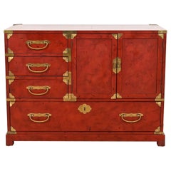 Century Furniture Hollywood Regency Chinoiserie Red Lacquered Commode