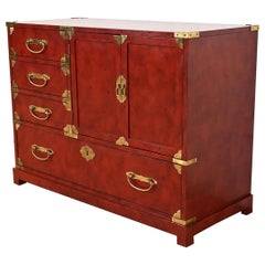 Century Furniture Hollywood Regency Chinoiserie Red Lacquered Commode