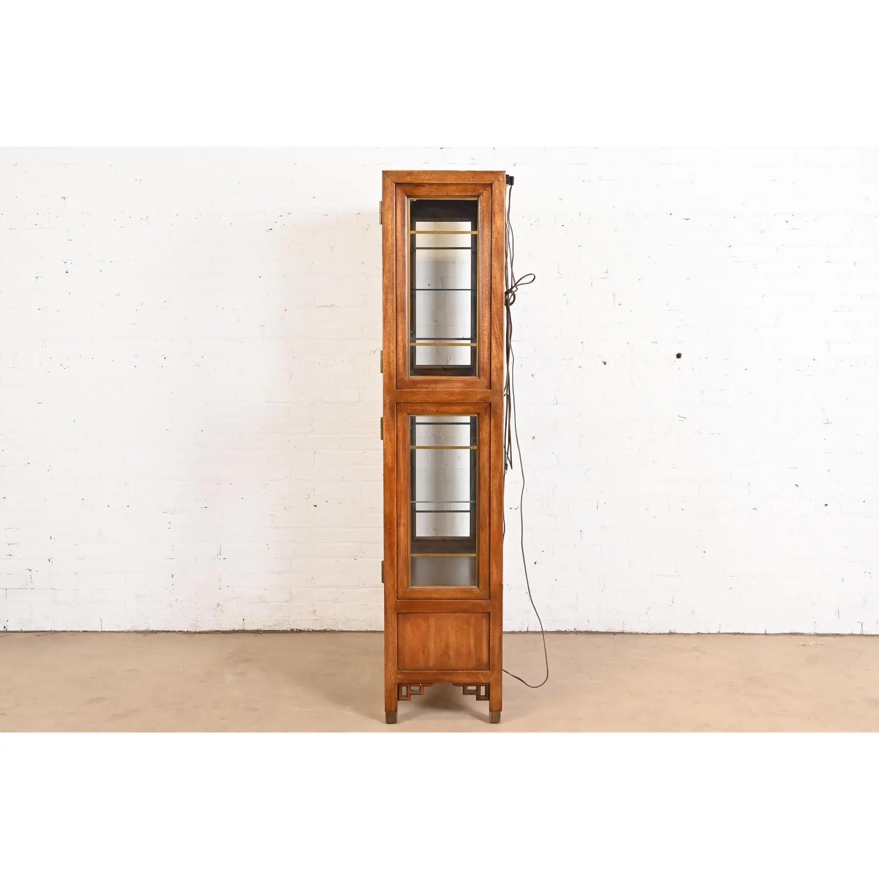 Century Furniture Hollywood Regency Chinoiserie Walnut Lighted Bookcase 4