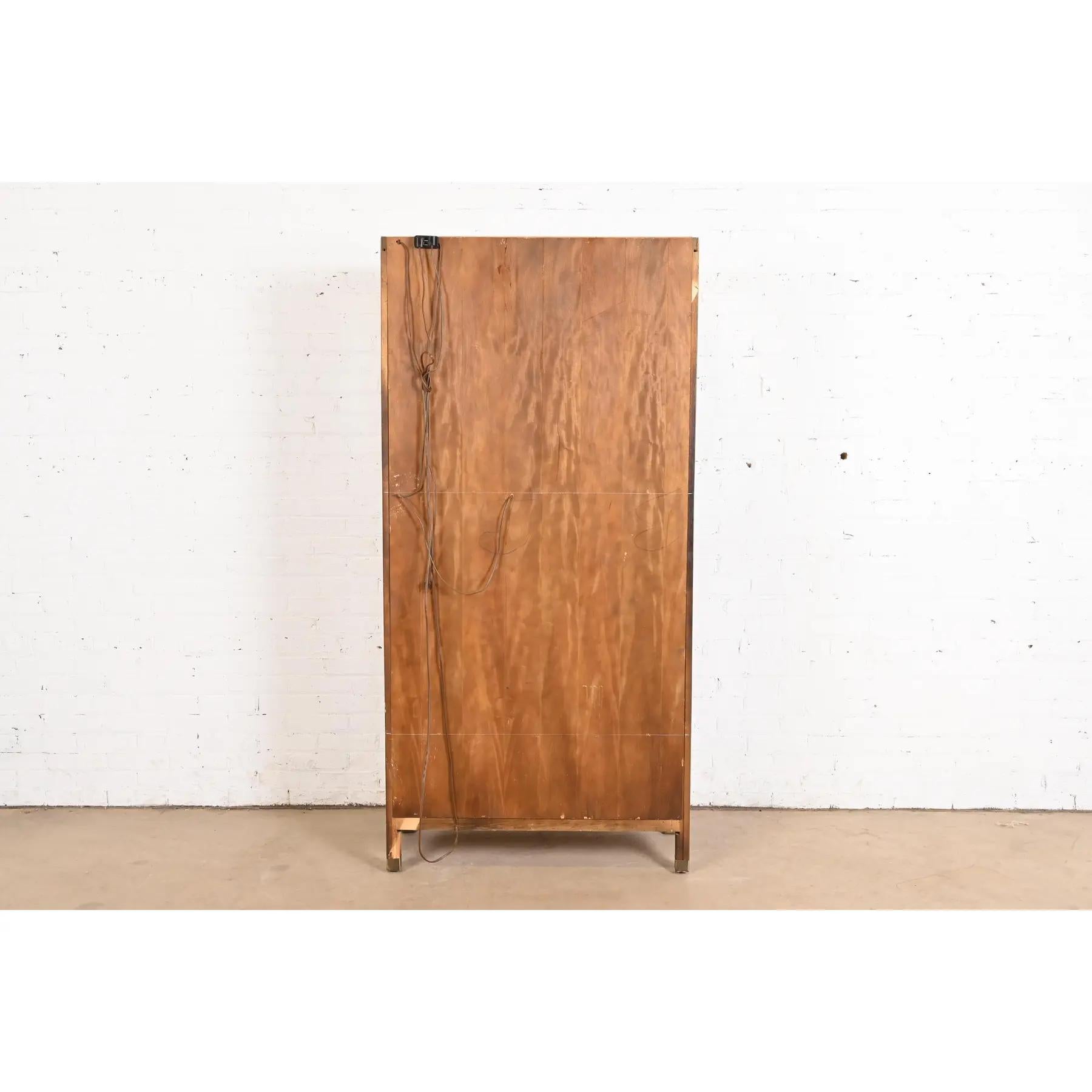 Century Furniture Hollywood Regency Chinoiserie Walnut Lighted Bookcase 5