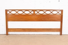 Century Furniture Hollywood Regency - Testiera king size in noce e ottone, anni '60
