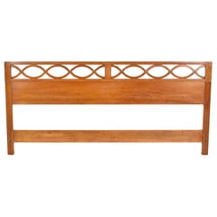 Century Furniture Hollywood Regency Walnut and Brass King Size Headboard, 1960s
