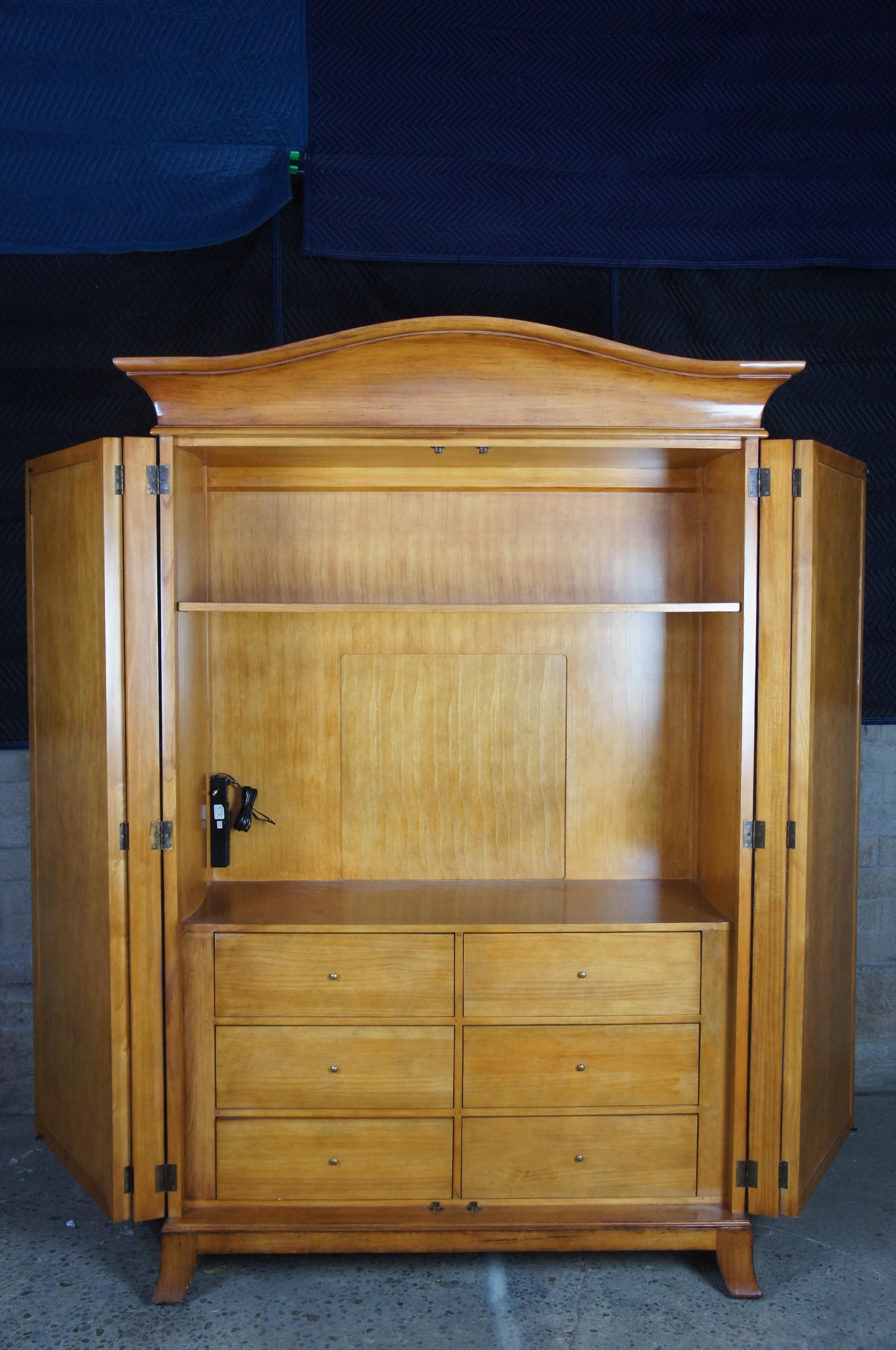 20th Century Century Furniture Honey Brown Armoire Clothing Entertainment Cabinet 651-214