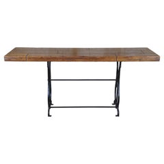 Used Century Furniture Industrial Iron & Pine Plank Top Console Hall Sofa Table