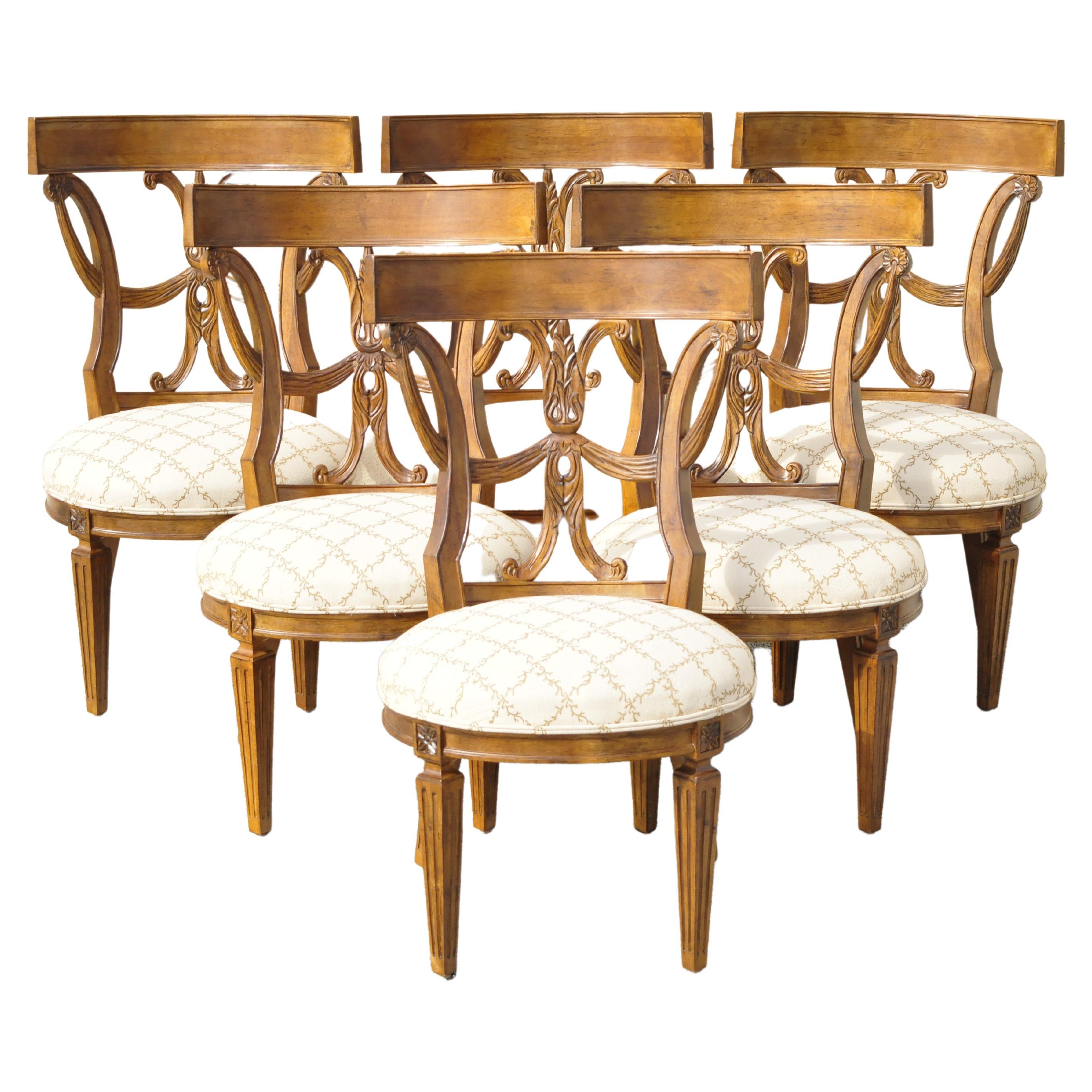 Century Furniture Italian Mediterranean Wood Dining Chairs 621-521, Set of 6