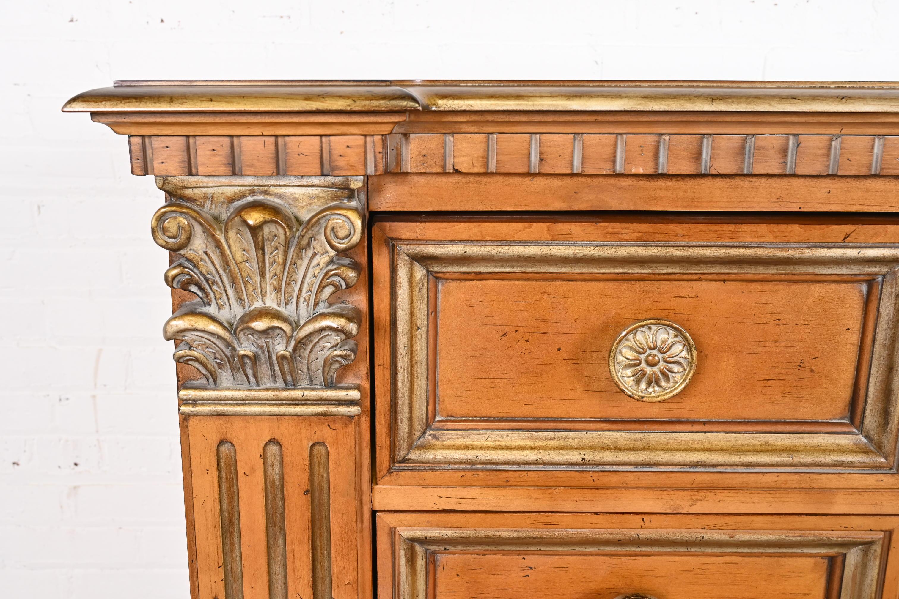 Century Furniture Italian Neoclassical Maple and Parcel Gilt Dresser Chest For Sale 5