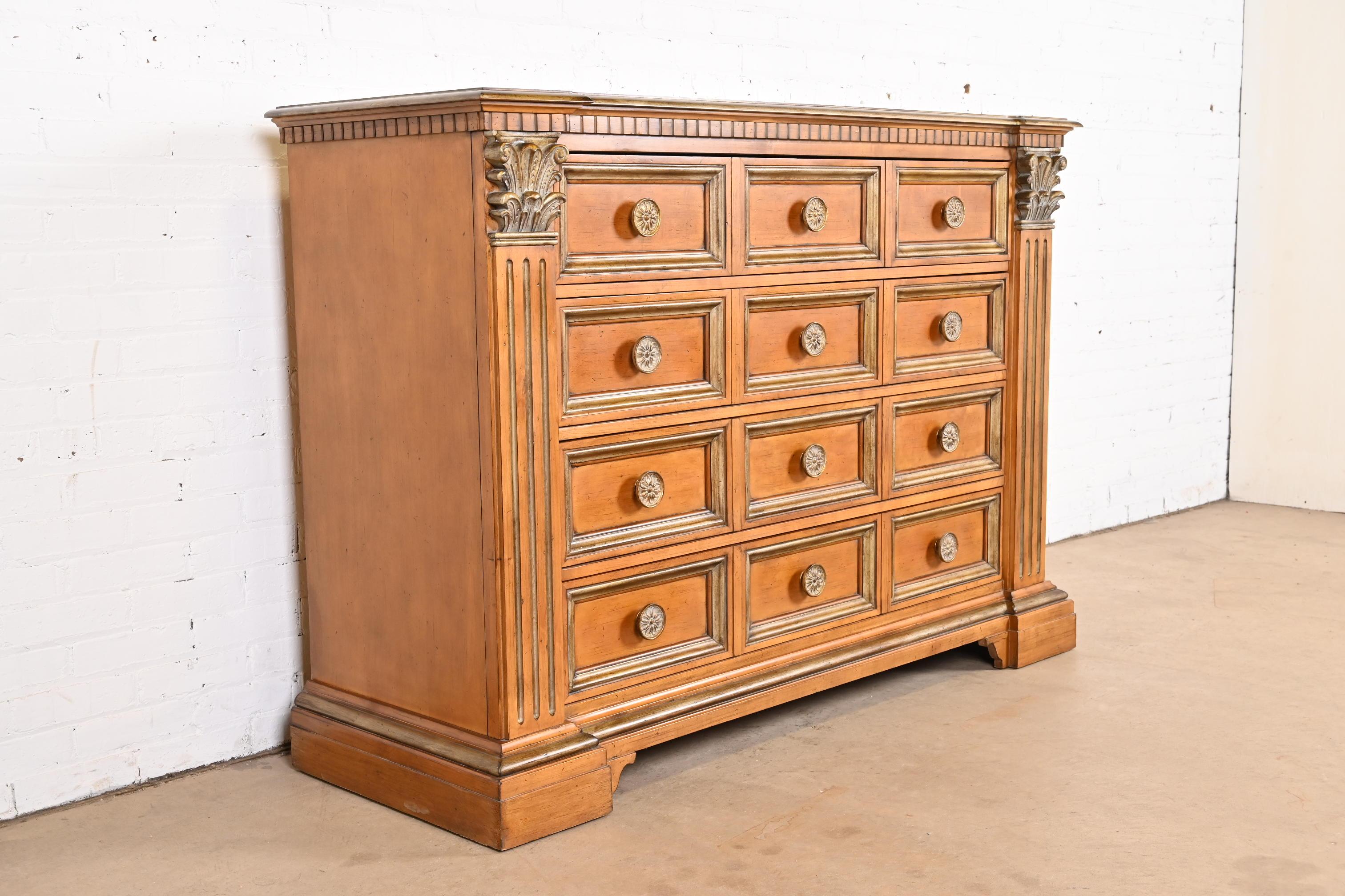 Century Furniture Italian Neoclassical Maple and Parcel Gilt Dresser Chest In Good Condition For Sale In South Bend, IN