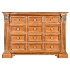 Century Furniture - Cassettone italiano neoclassico in acero e pacchi d'oro