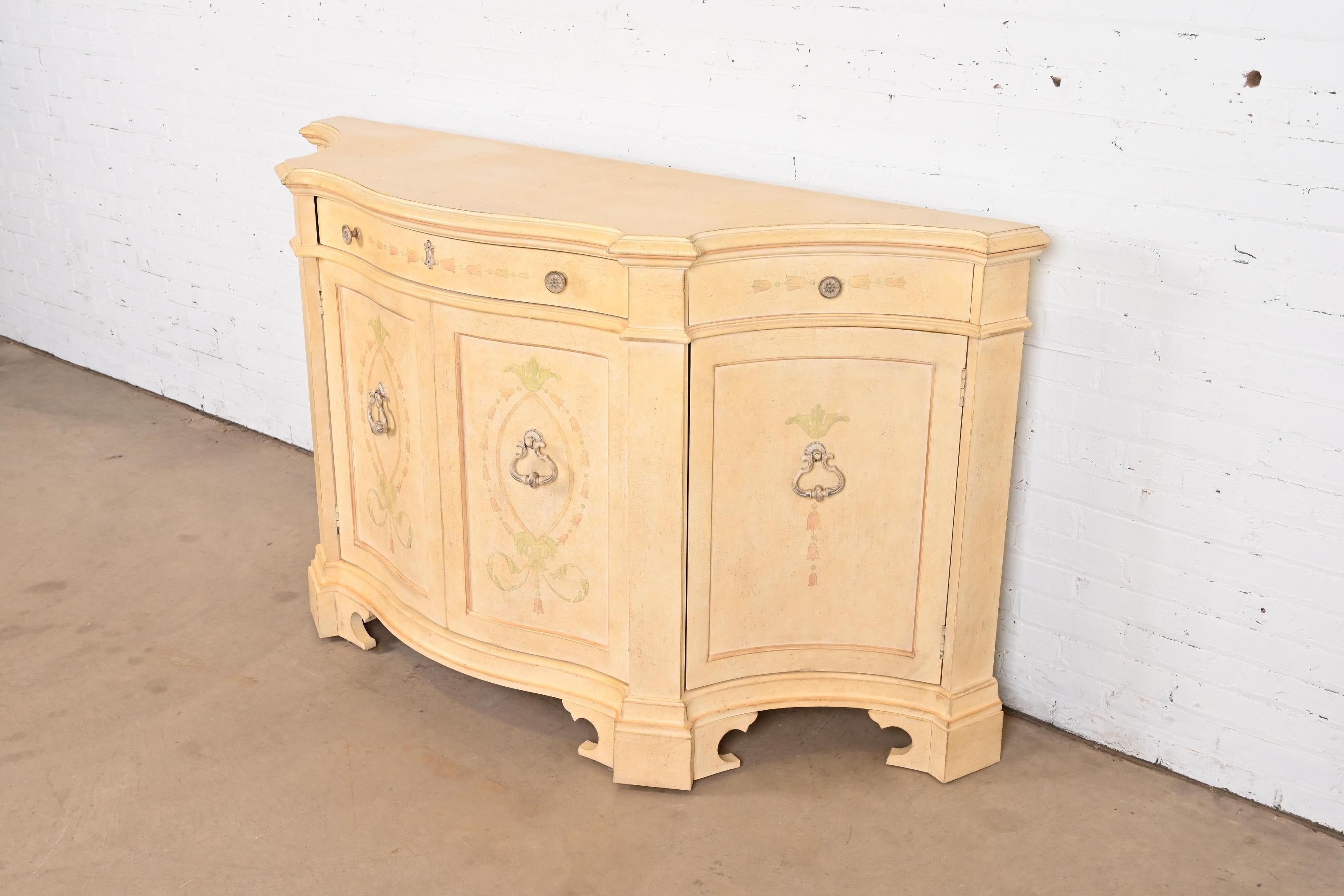 American Century Furniture Italian Provincial Venetian Cream Painted Sideboard  For Sale