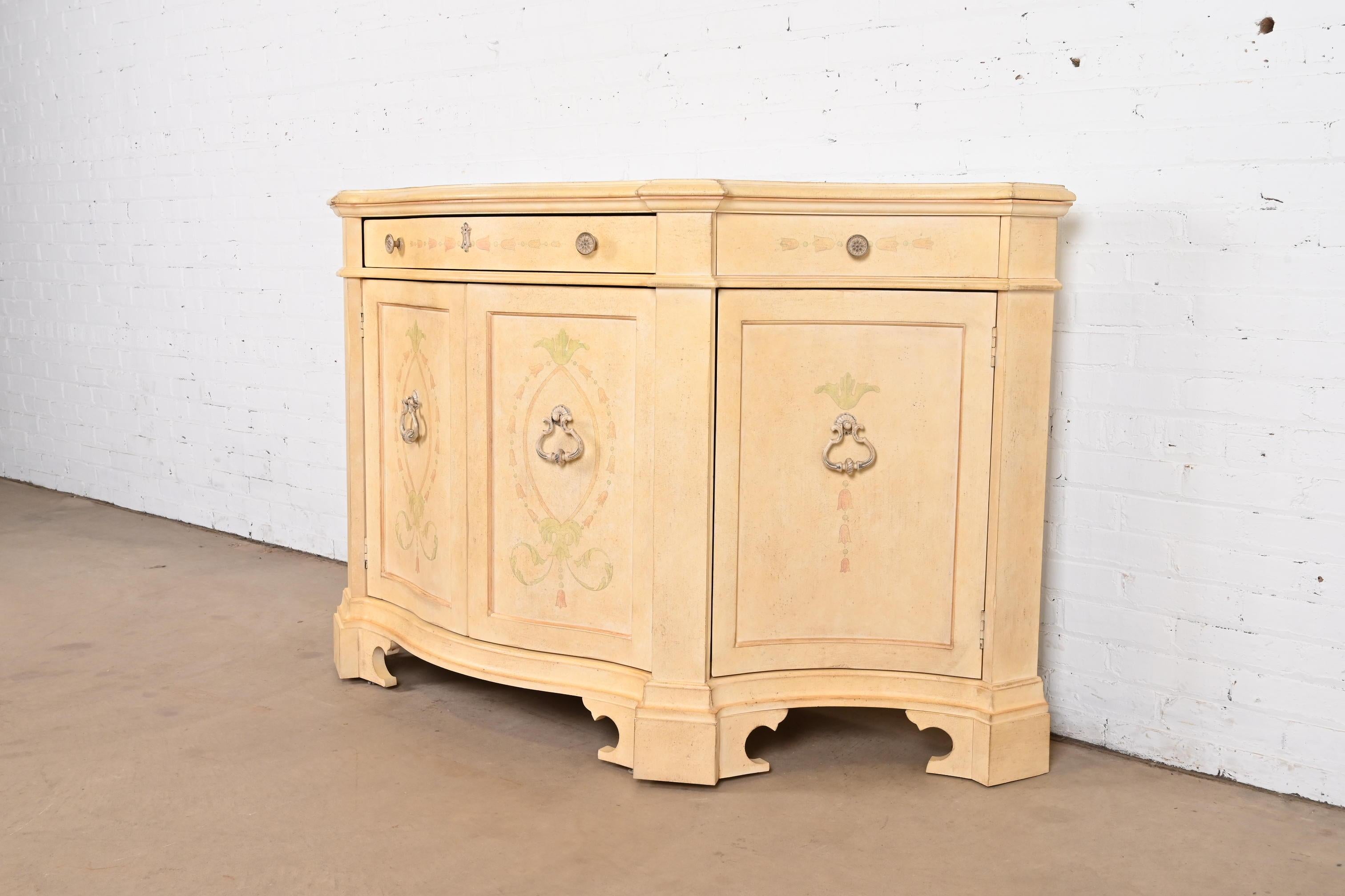 Century Furniture Italian Provincial Venetian Cream Painted Sideboard  In Good Condition For Sale In South Bend, IN