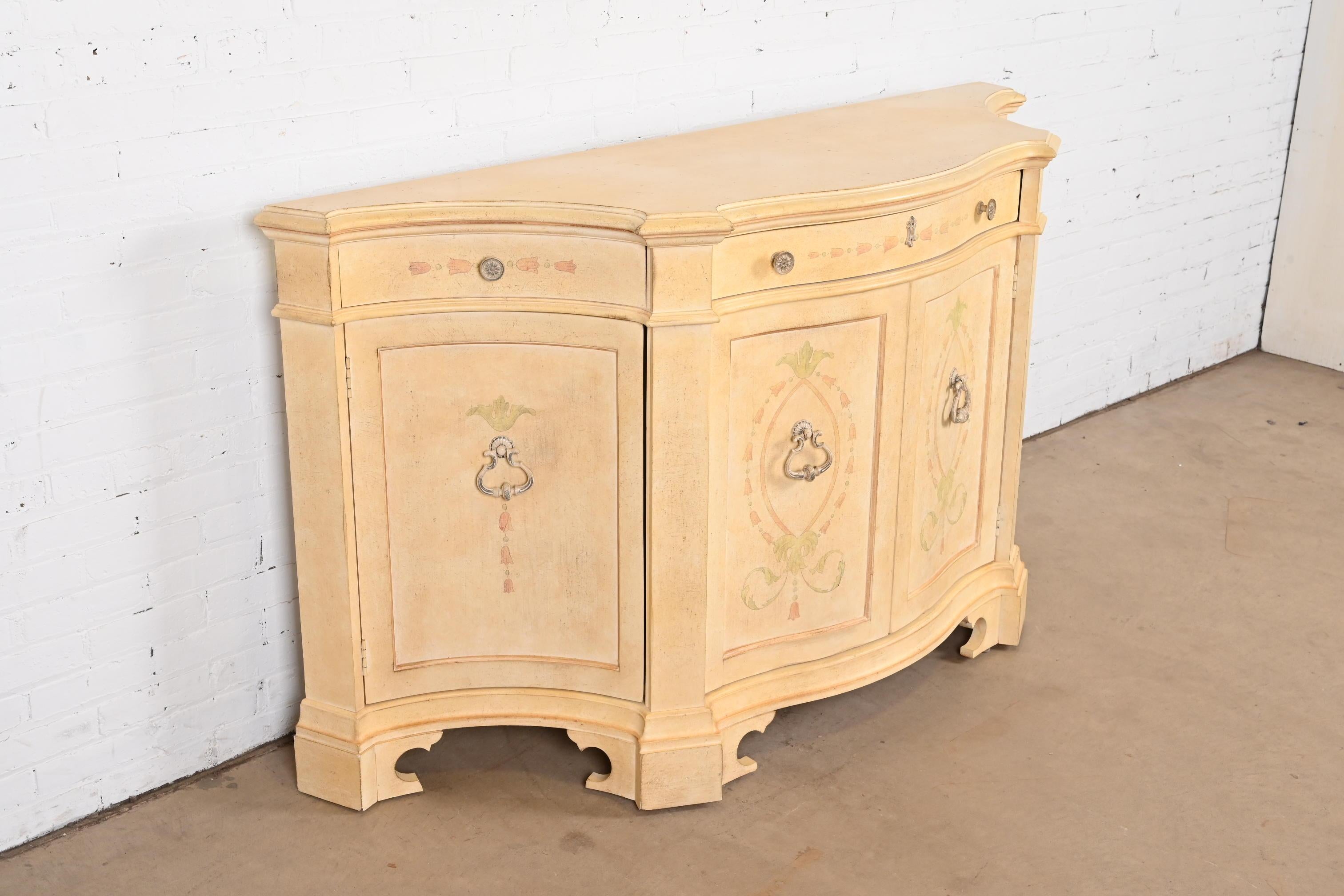 Late 20th Century Century Furniture Italian Provincial Venetian Cream Painted Sideboard  For Sale