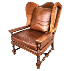 Century Furniture Leather Wingback Club Chair