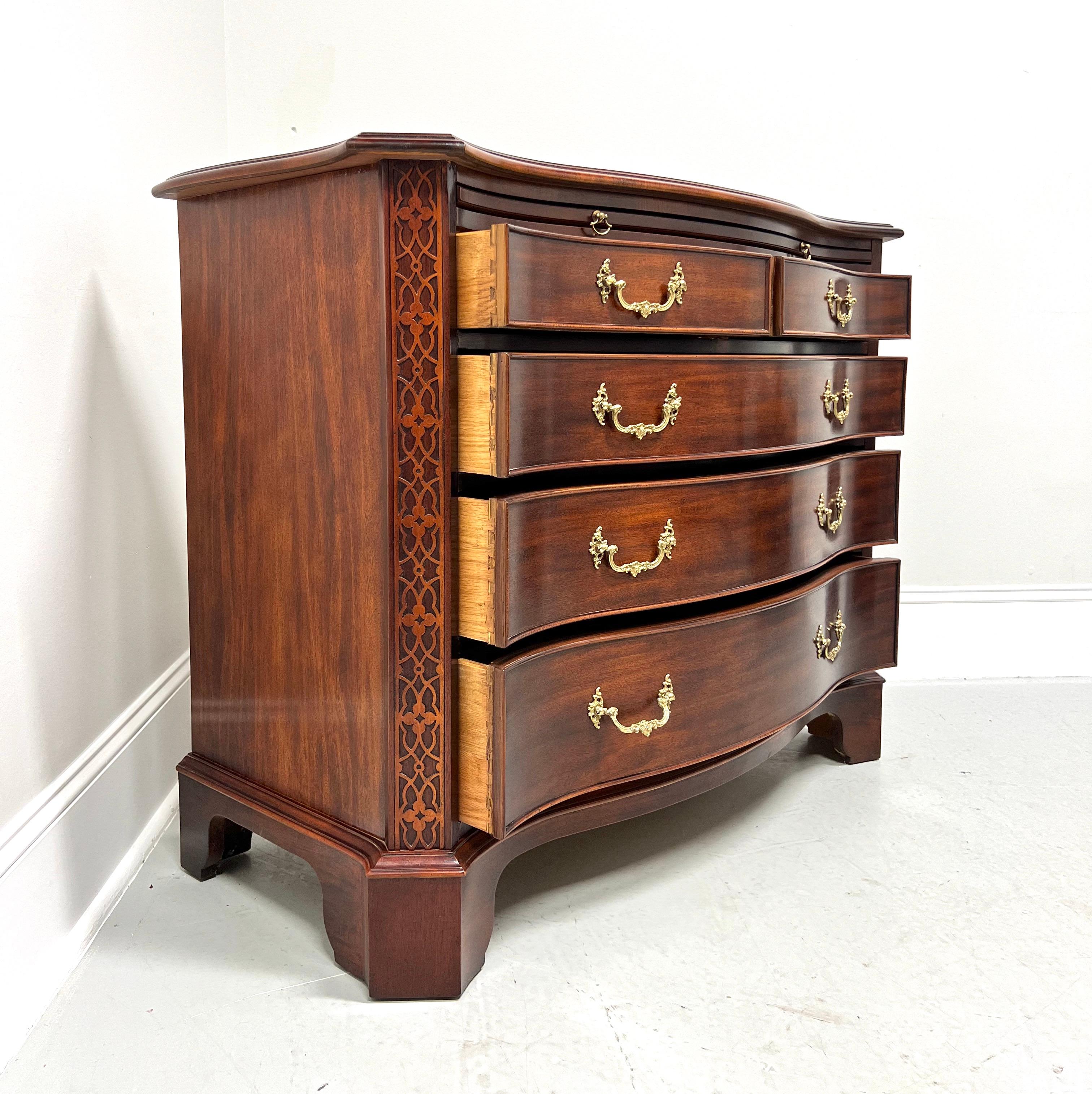 Brass CENTURY FURNITURE Mahogany Chippendale Serpentine Bachelor Chest
