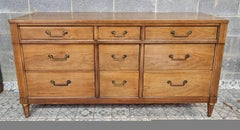 Century Furniture Mid 20th-C. Italian Tuscan Walnut & Brass Nine-Drawer Dresser