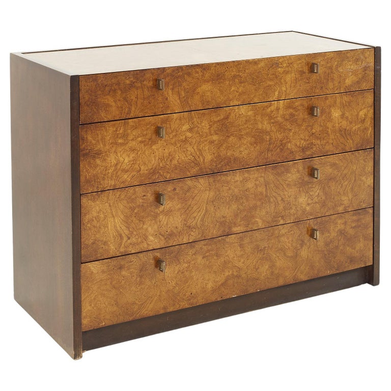 Century Furniture Mid Century 4 Drawer Burlwood Dresser at 1stDibs