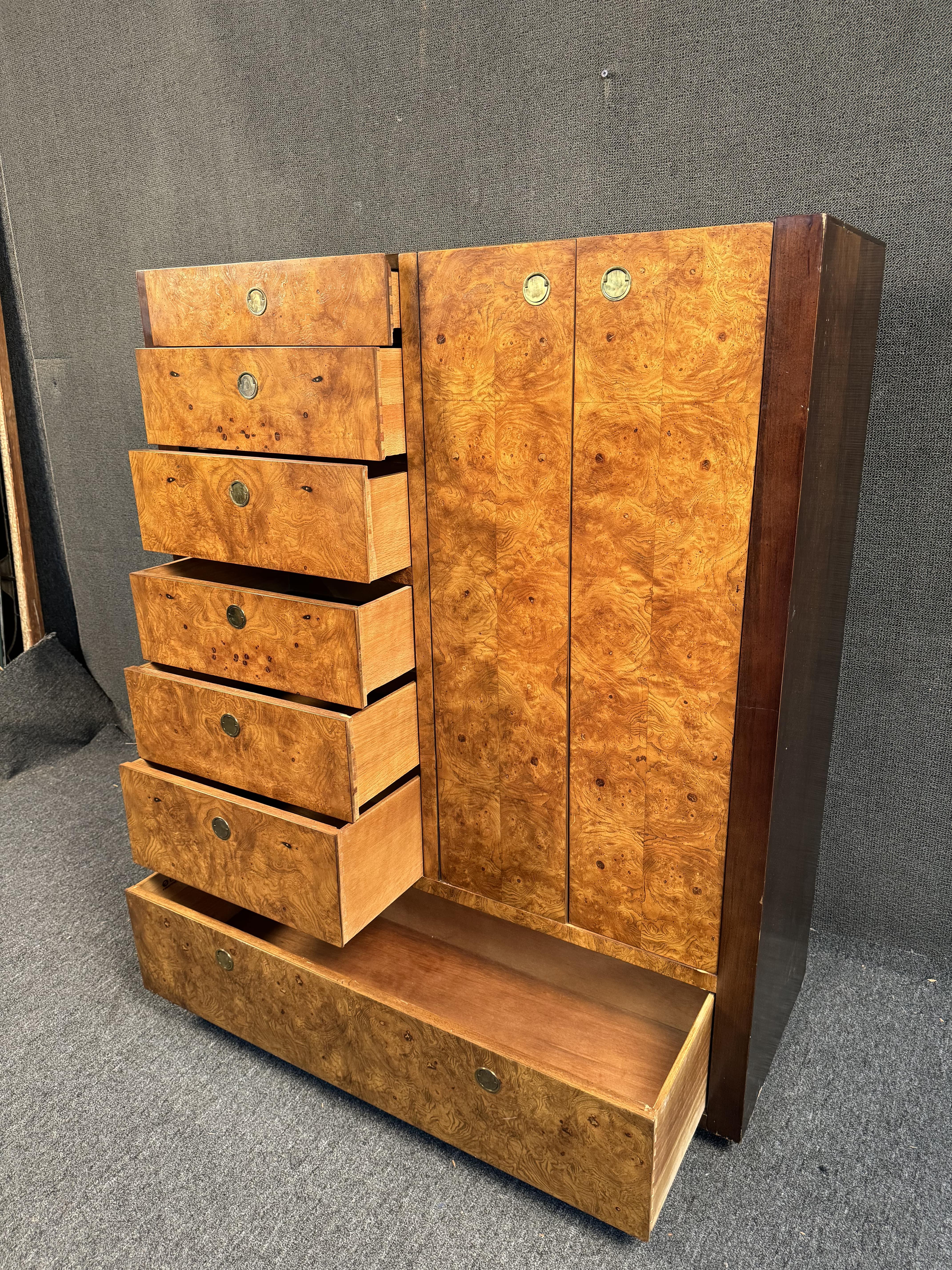Century Furniture Burlwood and Brass Armoire Highboy 3
