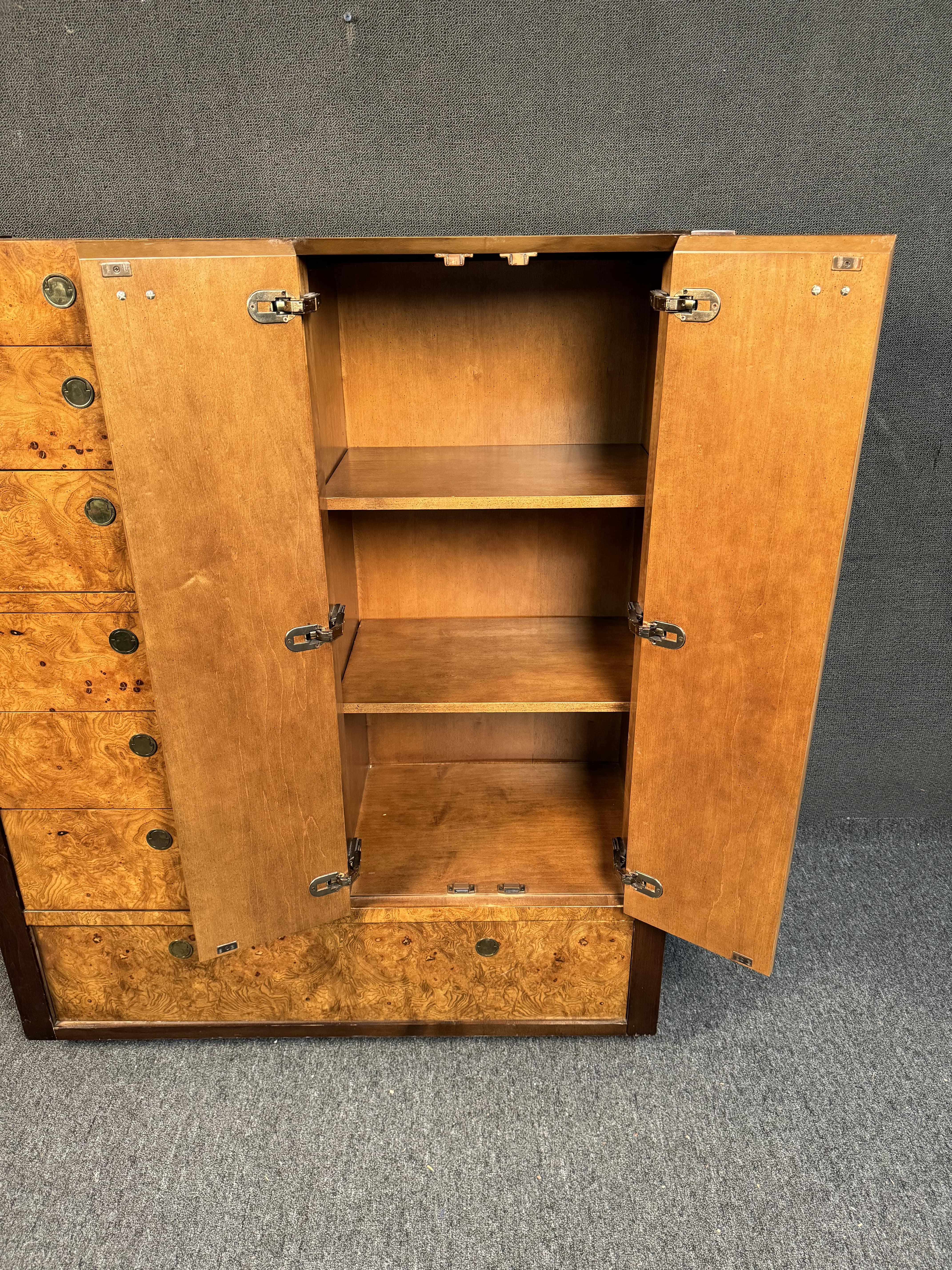 Century Furniture Burlwood and Brass Armoire Highboy 6