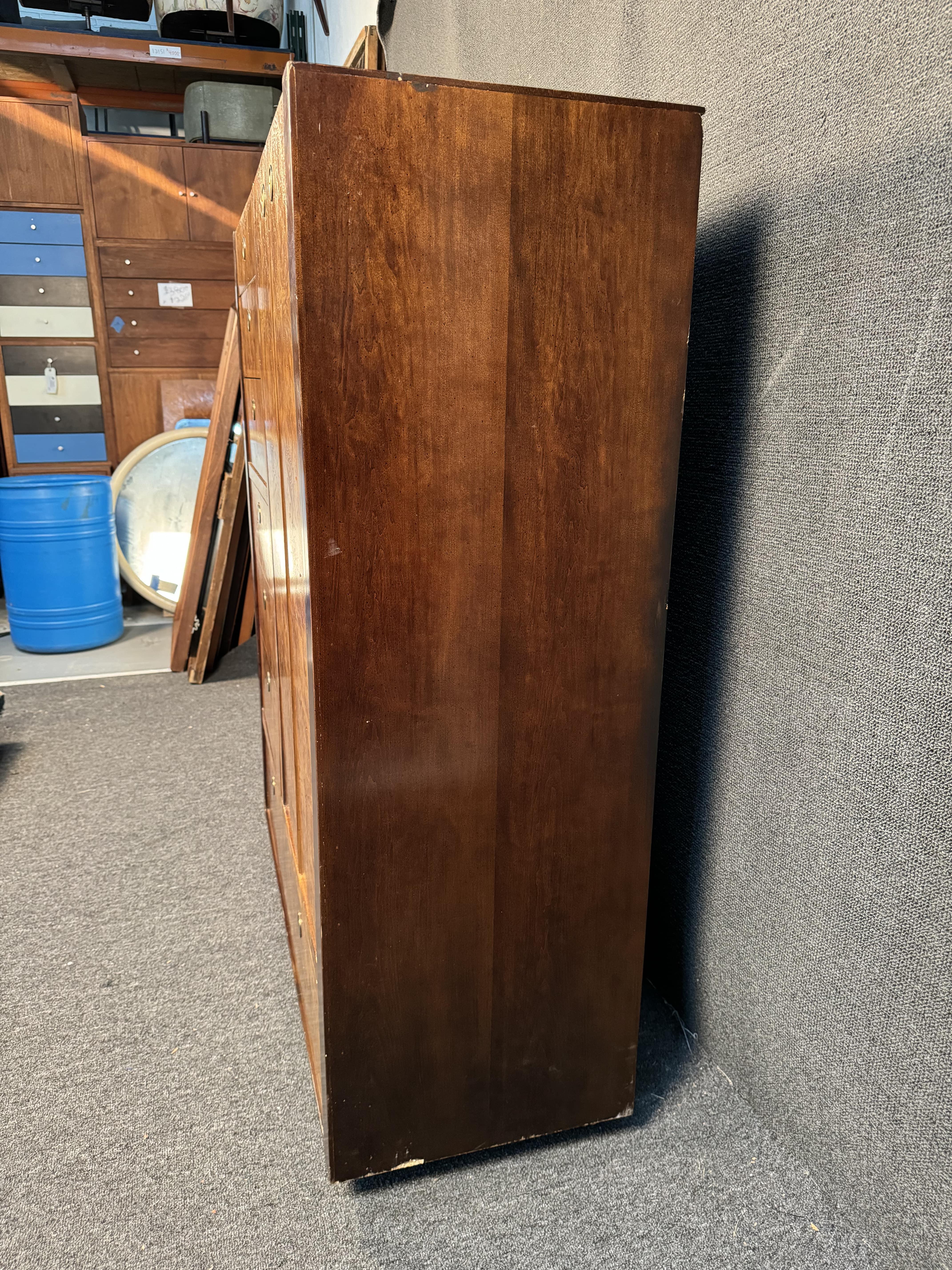 20th Century Century Furniture Burlwood and Brass Armoire Highboy