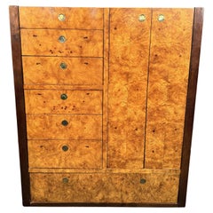 Used Century Furniture Burlwood and Brass Armoire Highboy