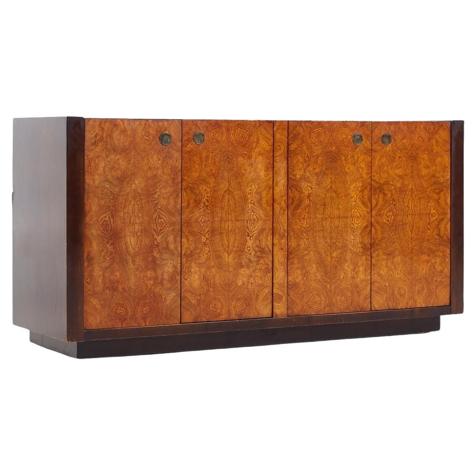 Century Furniture Mid Century Burlwood and Brass Credenza For Sale