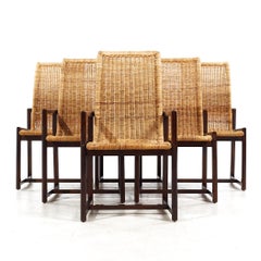 Century Furniture Mid Century Cane and Walnut Dining Chairs - Set of 6