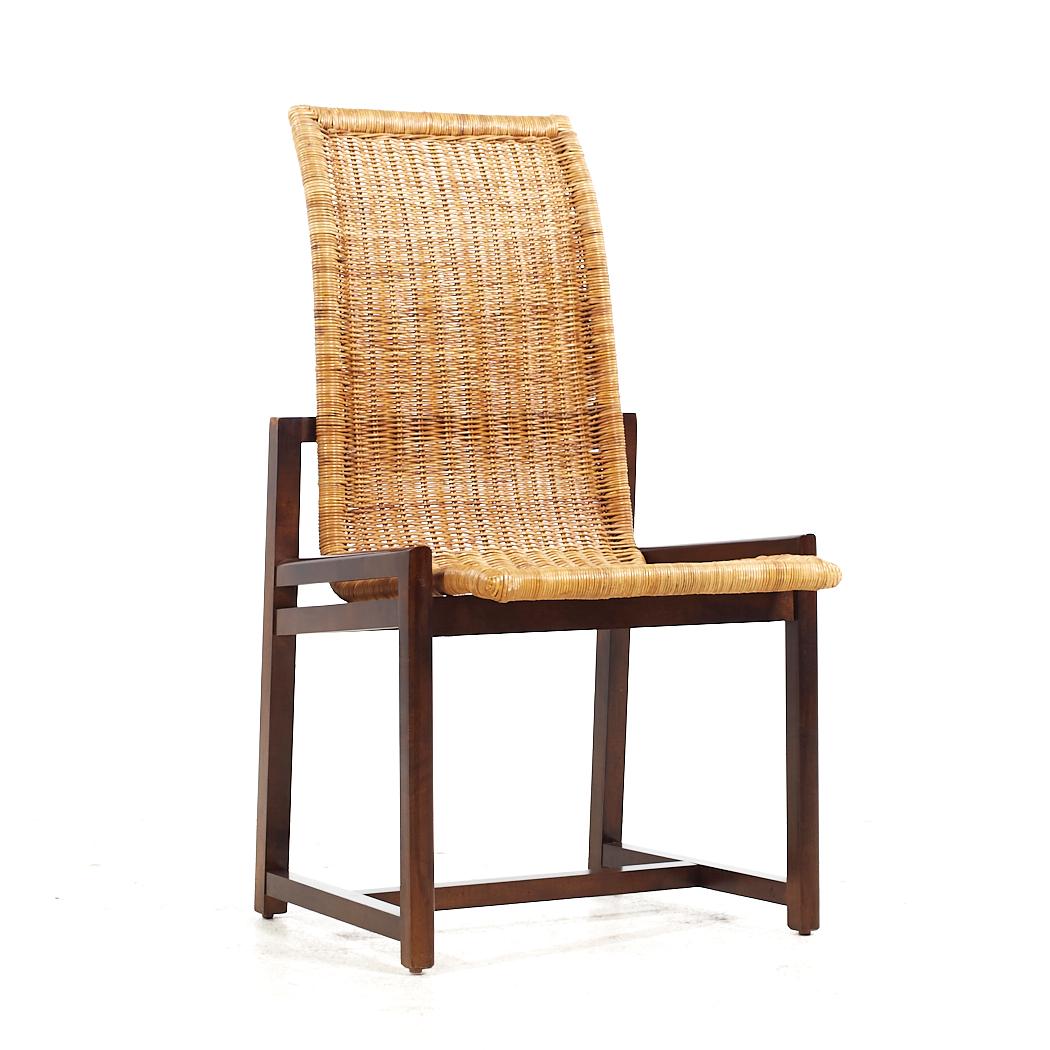American Century Furniture Mid Century Cane and Walnut Dining Chairs - Set of 6 For Sale